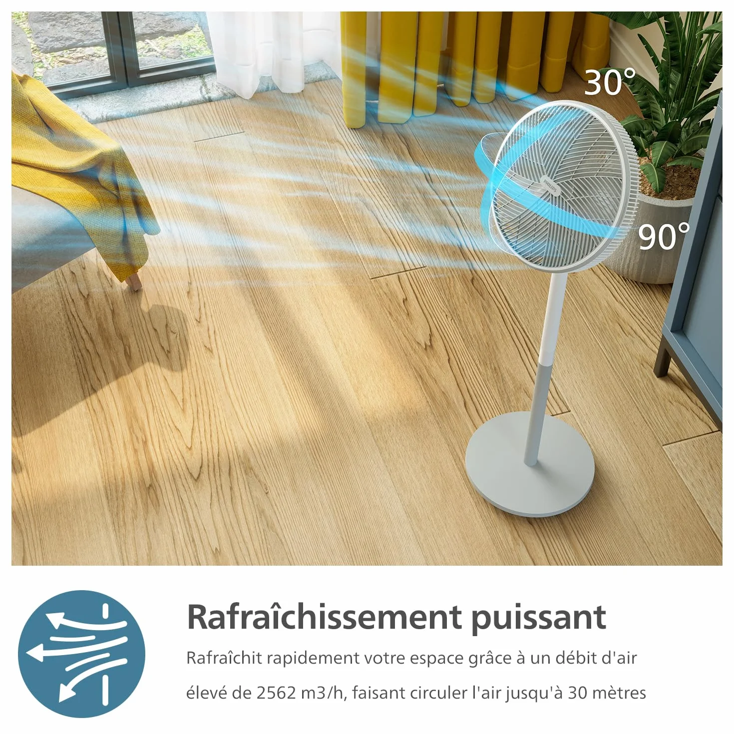 Philips Ventilateur sur Pied Série 2000 SilentWings 19 dB CX2550/00 Blanc