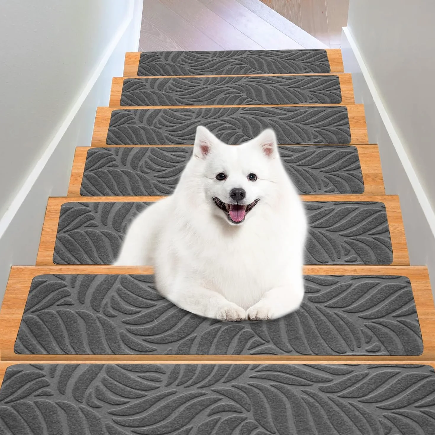 Antidérapant Tapis Marche Escalier Auto-Adhésif 76 x 20cm 15pces pour Enfants et Chiens (Gris)