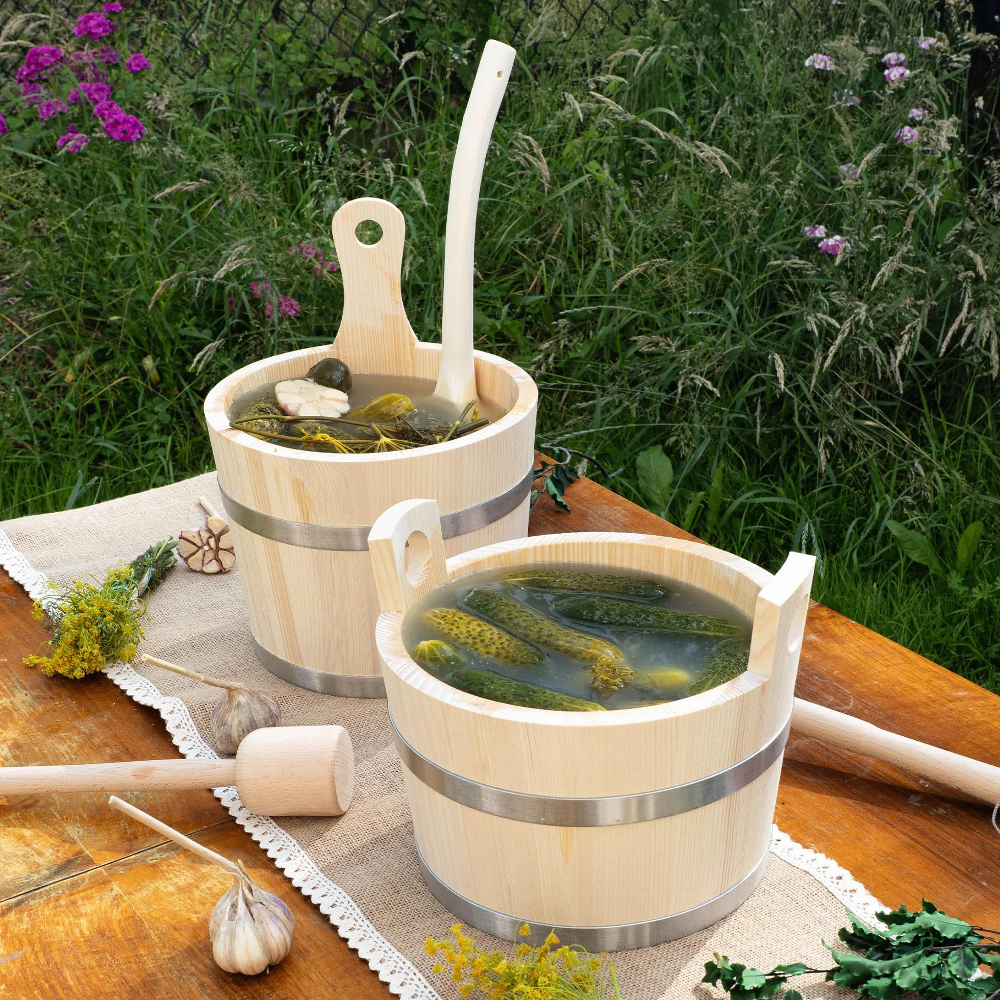 KADAX Presse-choucroute en bois 61 x 6,5 cm pour fermentation