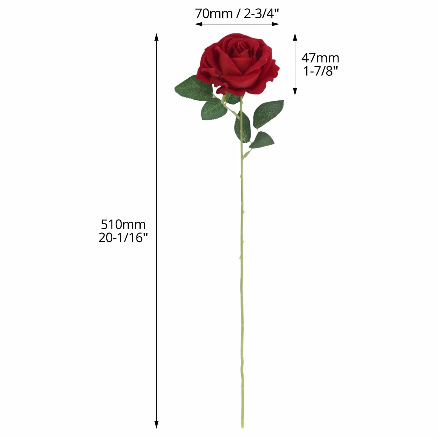 QWORK 12 pièces Roses artificielles Rouges avec Longues tiges en Plastique pour Mariage Décoration