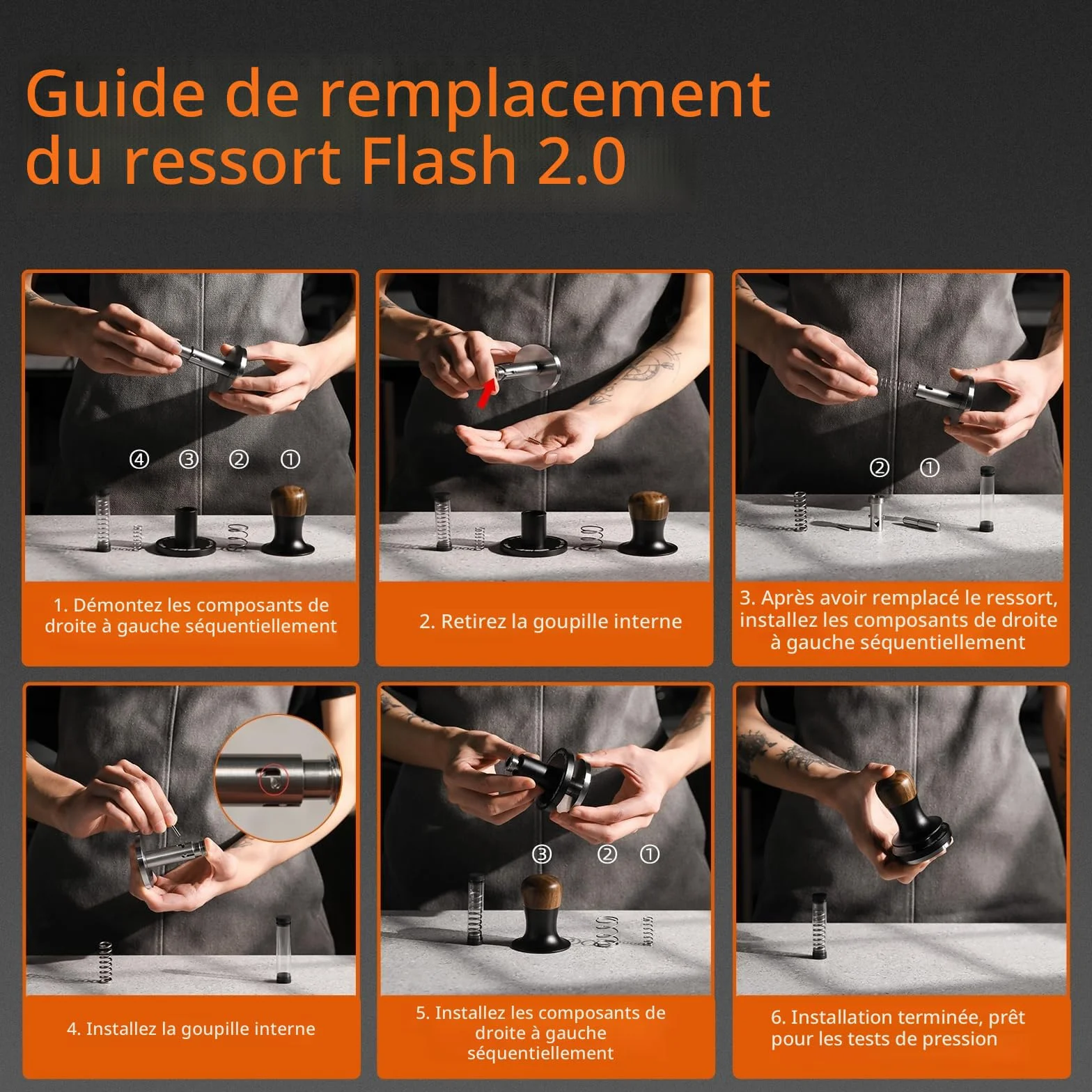 MHW-3BOMBER 2.0 Tamper à café 58 mm avec Pression constante, Retour sonore, 3 Ressorts intégrés 15/30lbs, Tamper Espresso 58,35 mm, modèle : T6172T