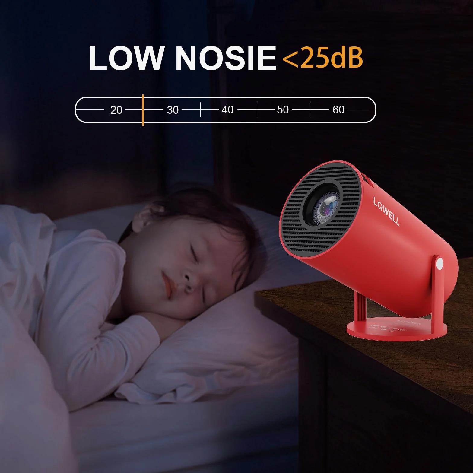 LQWELL Mini projektor, obsługuje 5G WiFi, BT5.0 z systemem Android, automatyczna korekcja trapezu, kąt 220 stopni, wyświetlacz 130 cali do telefonu/komputera/Xboxa, kino domowe 4K, HDMI