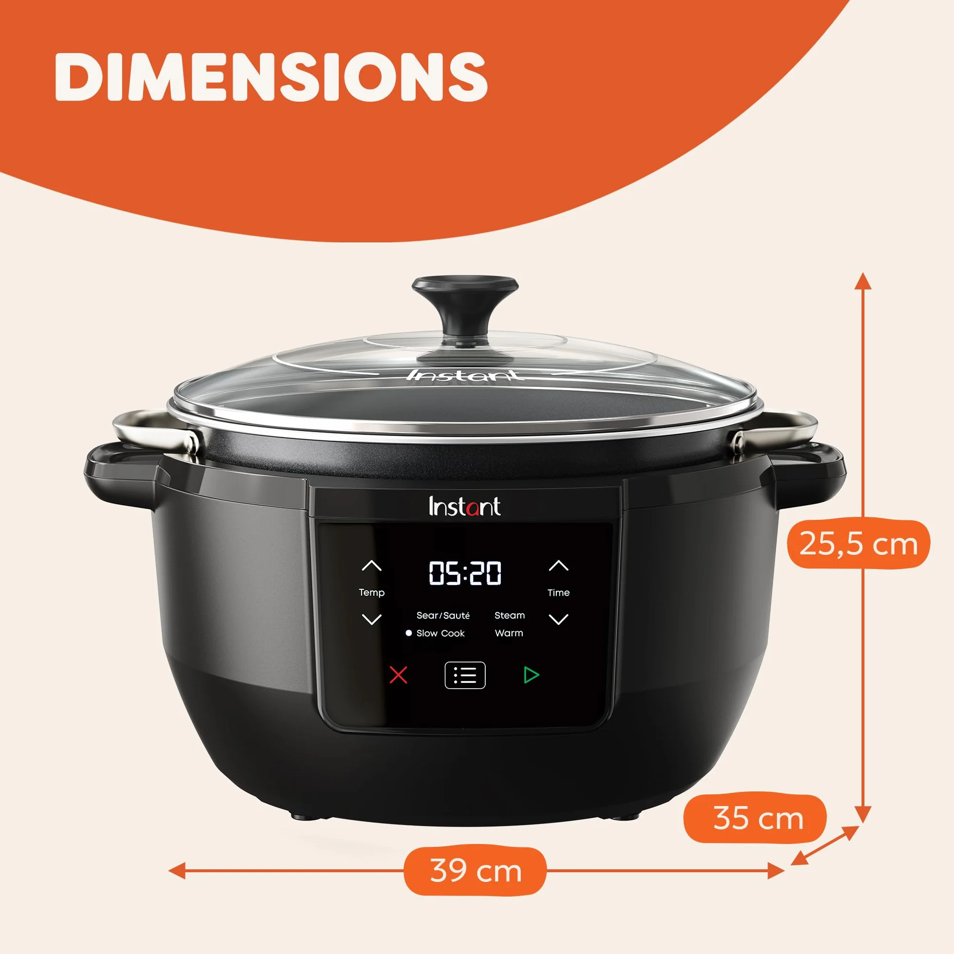Instant Pot - Mijoteuse supérieure, Système de cuisson multifonction 7,1L avec réglages de cuisson lente, sauté, vapeur et maintien au chaud, antiadhésive, pour les repas en famille et les réceptions