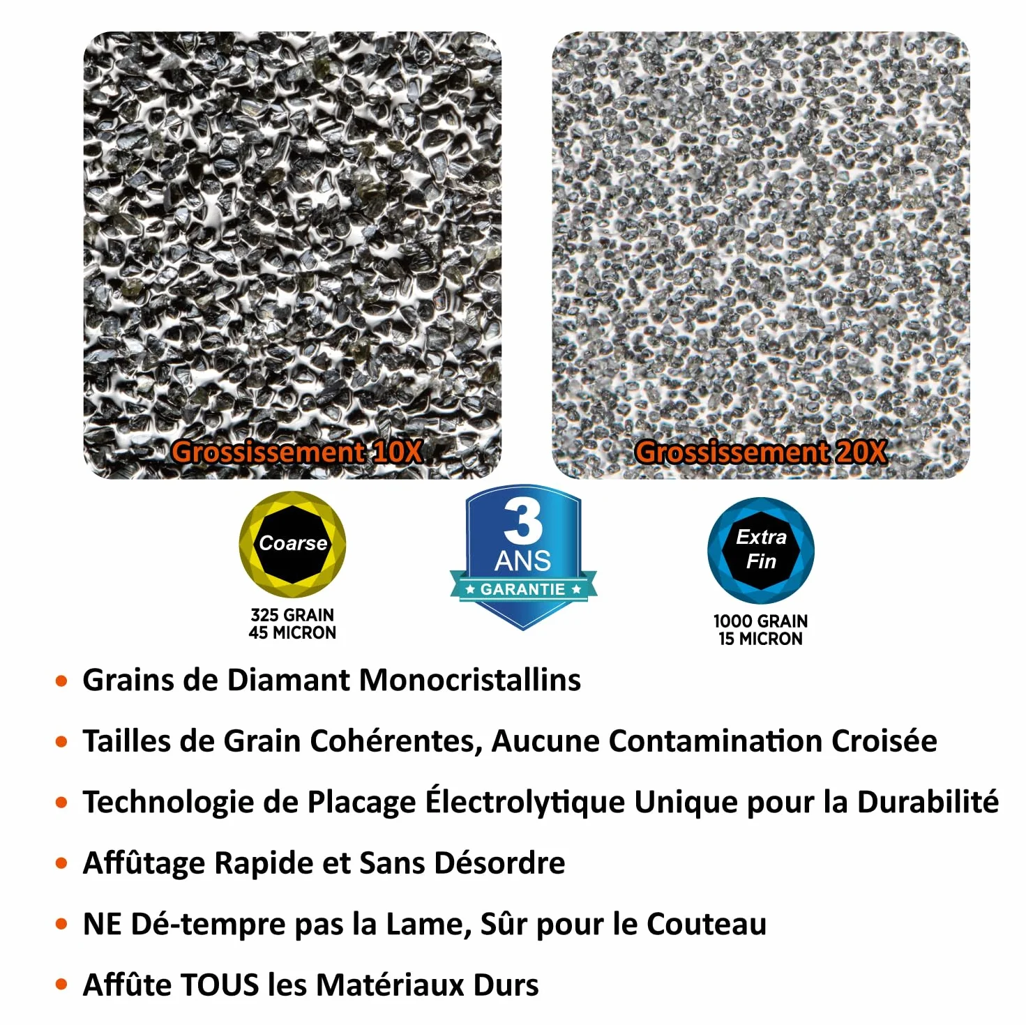 Aiguiseur de couteaux électrique 3 étapes meules diamantées moteur silencieux protection surchauffe affûtage rapide cuisine