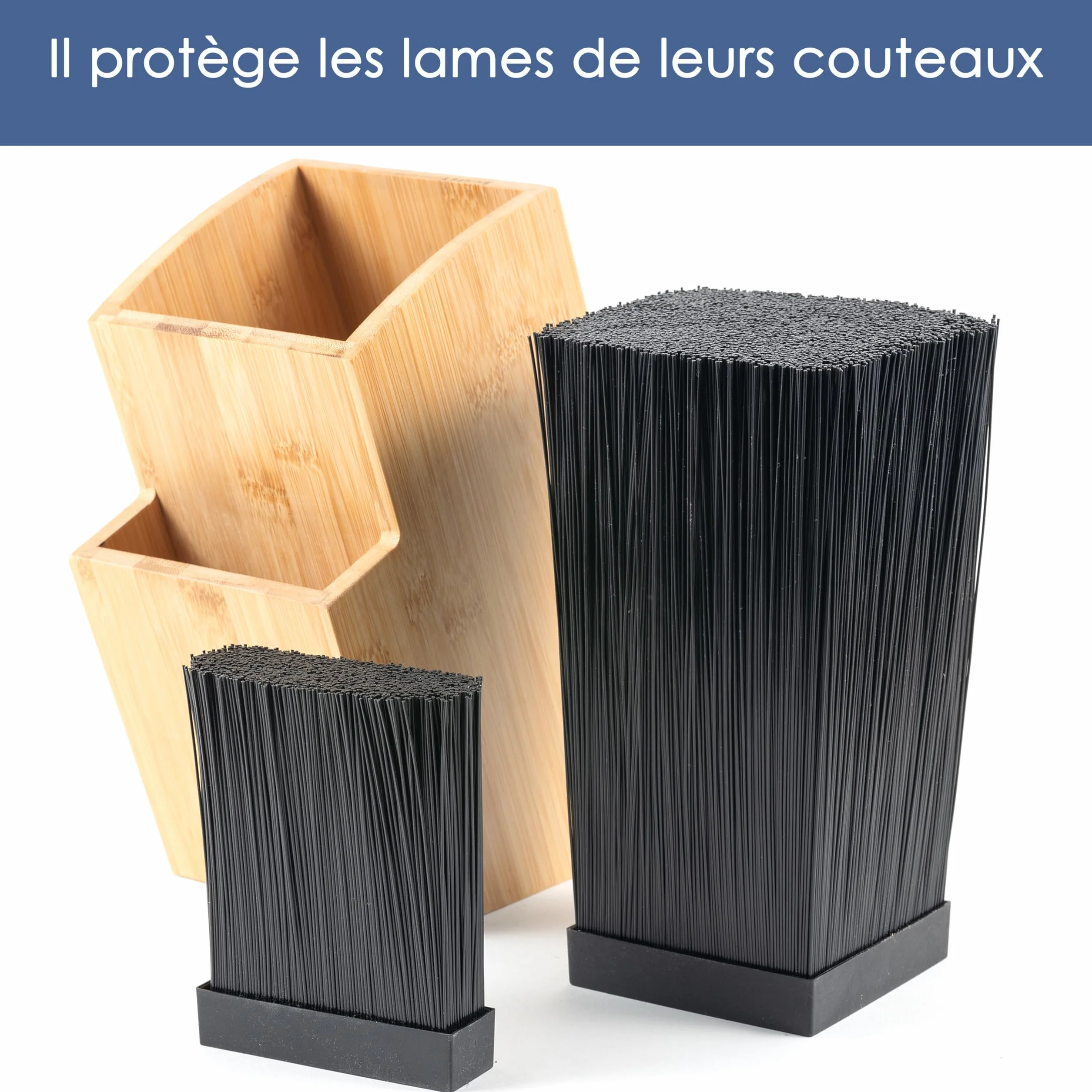 Bloc à couteaux Hanseküche en bambou marron carré incliné
