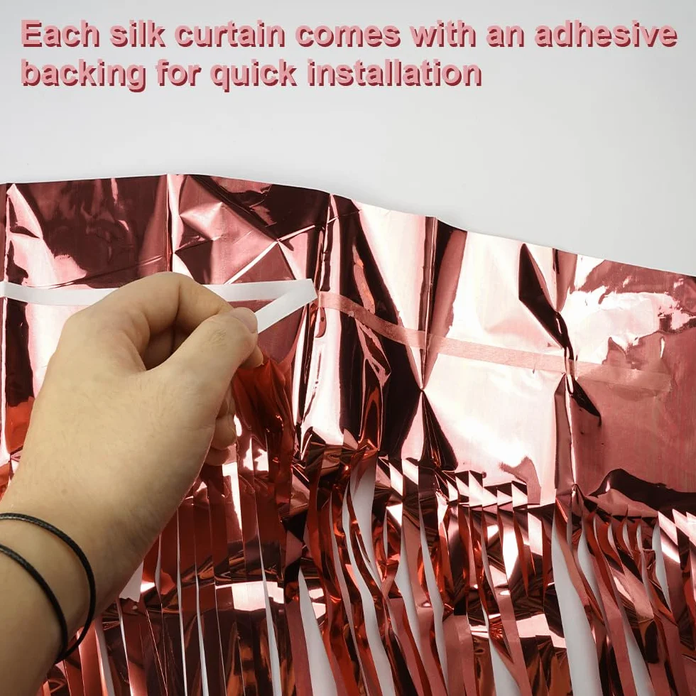 Jinsion Guirlande Or Rose Rideau à Paillettes 1m x 20m DIY Photo Fond Décoration Fête Anniversaire Noël