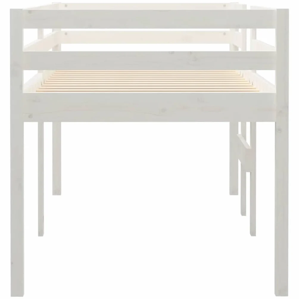 vidaXL Lit Haut Cadre de Lit Simple Sommier à Lattes Lit pour Enfants Meuble de Chambre à Coucher Blanc 90x200 cm Bois de Pin Massif