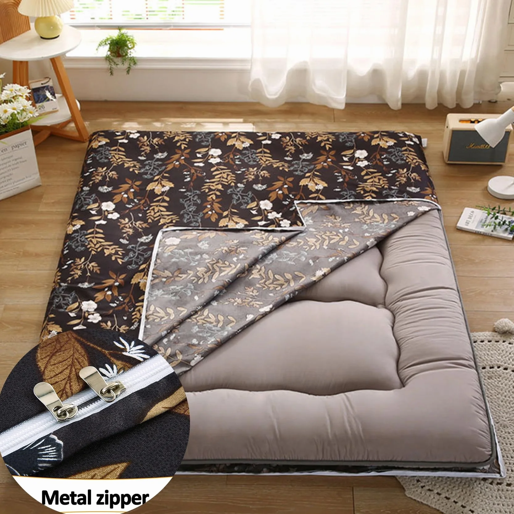 Housse de Matelas Futon 100% Coton Douce et Respirante 200x220cm