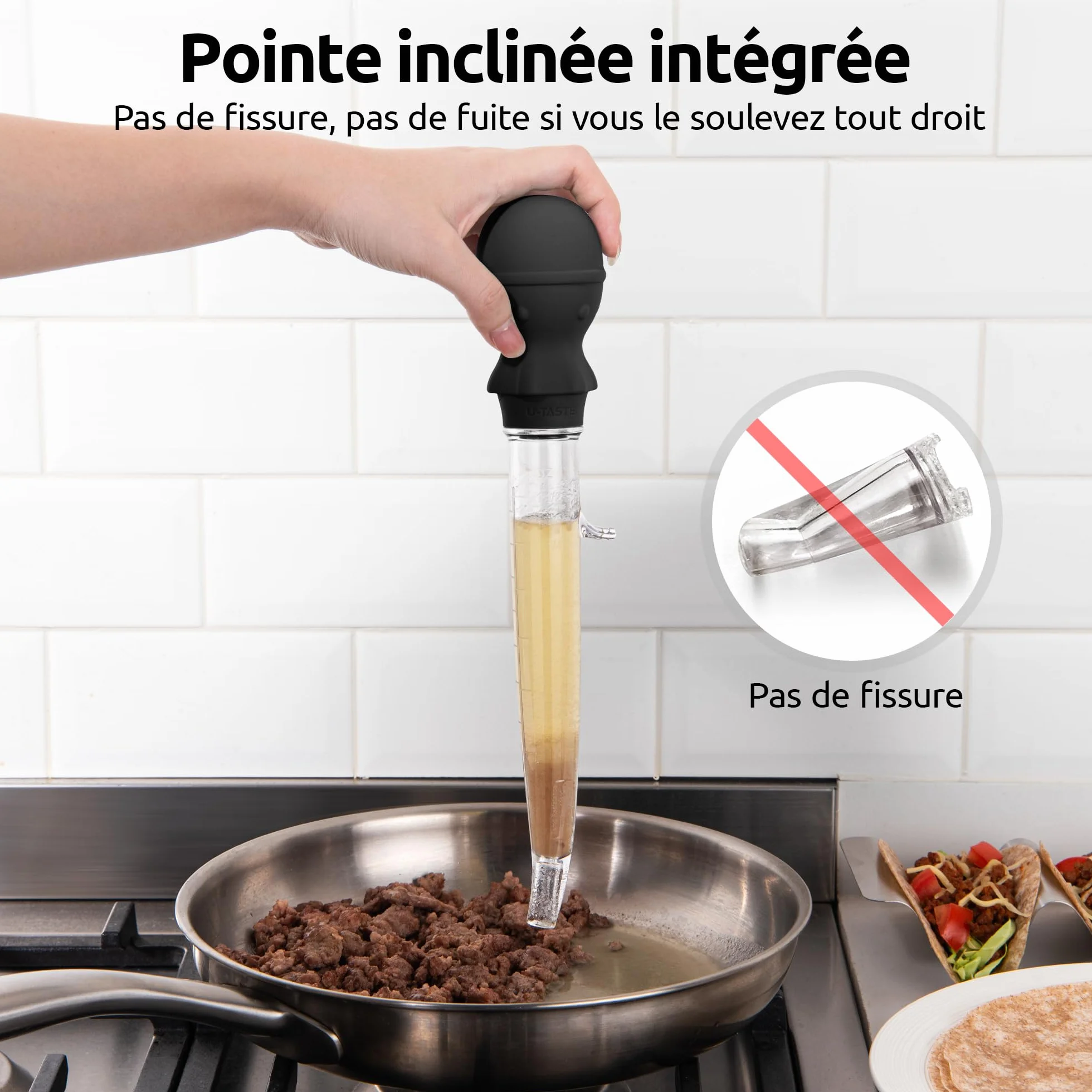 U-Taste Poire à dinde coudée 42,5 g Tritan silicone alimentaire noir