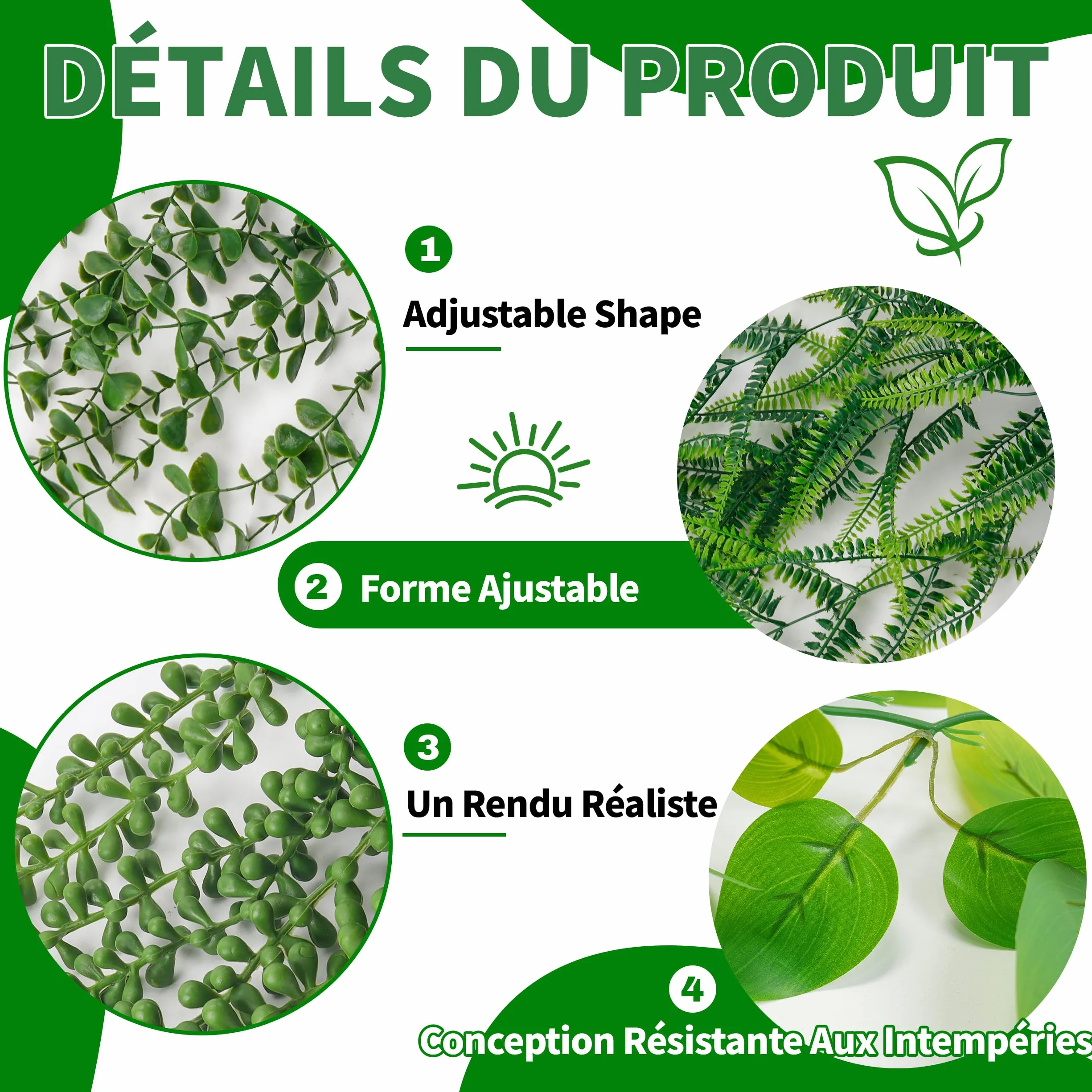 Der Rose 4 Pcs Plantes Artificielles Tombantes Intérieur Extérieur Fausse Plante Décoration Bureau Salon Cuisine Jardin