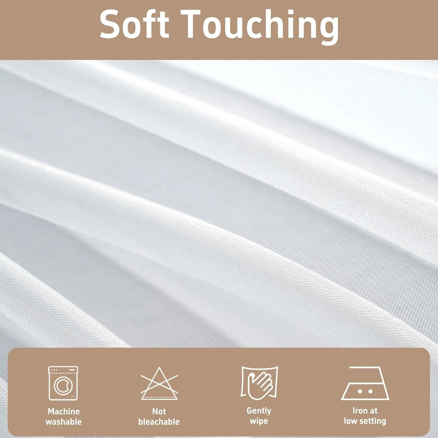 Rideau Voilage 90x120 cm Demi Transparent Polyester Blanc pour Salon Fenetre Chambre