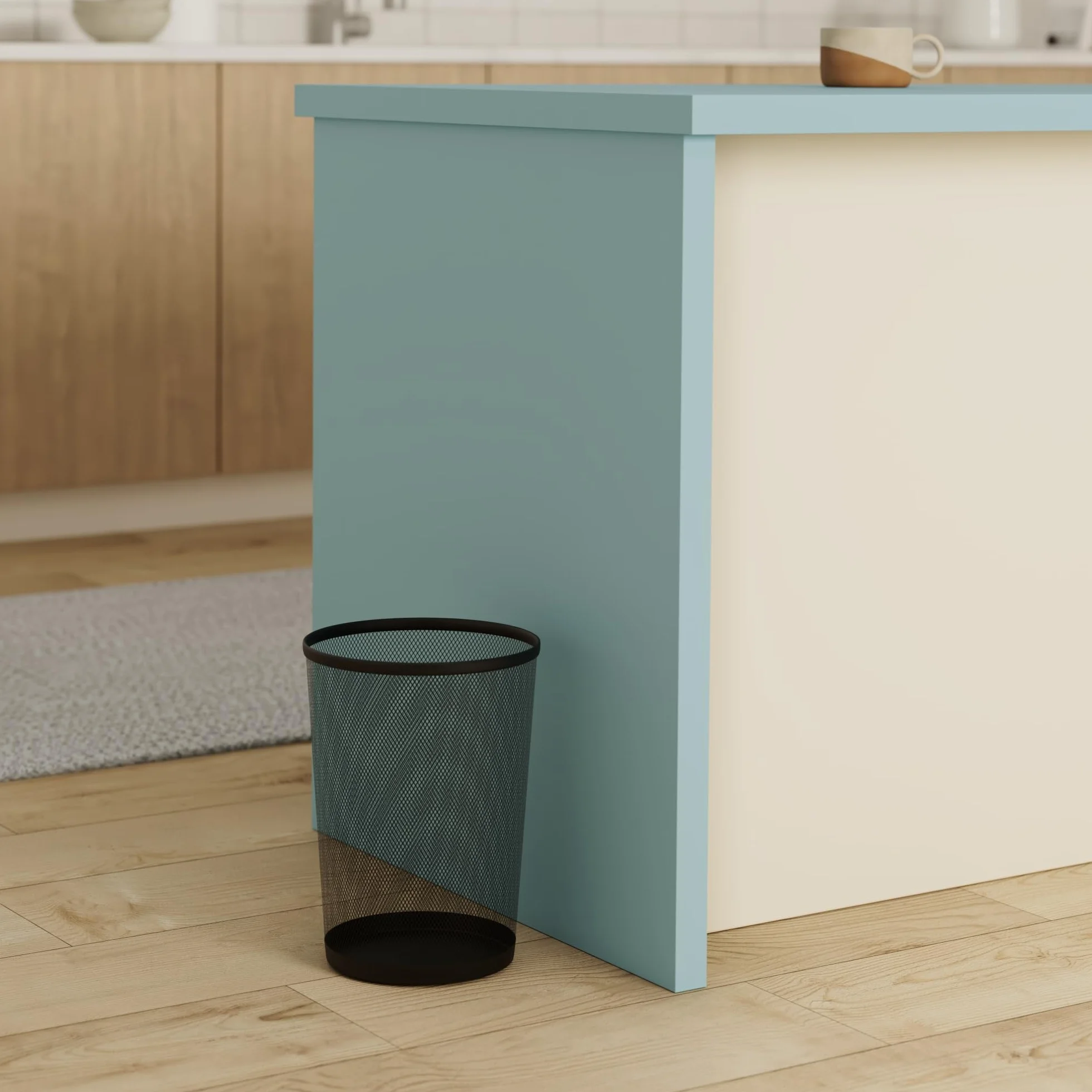 Zuvo Corbeille à papier en maille métallique noire 4 gallons (16L) pour maison bureau