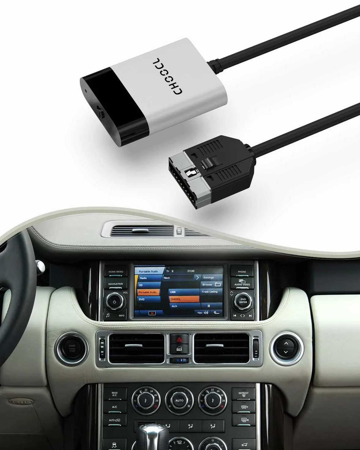Adapter samochodowy Bluetooth z kablem do iPoda – wysokiej jakości adapter audio Bluetooth do Land Rovera, Range Rovera i Jaguara – Bluetooth 5.0 z dźwiękiem HD