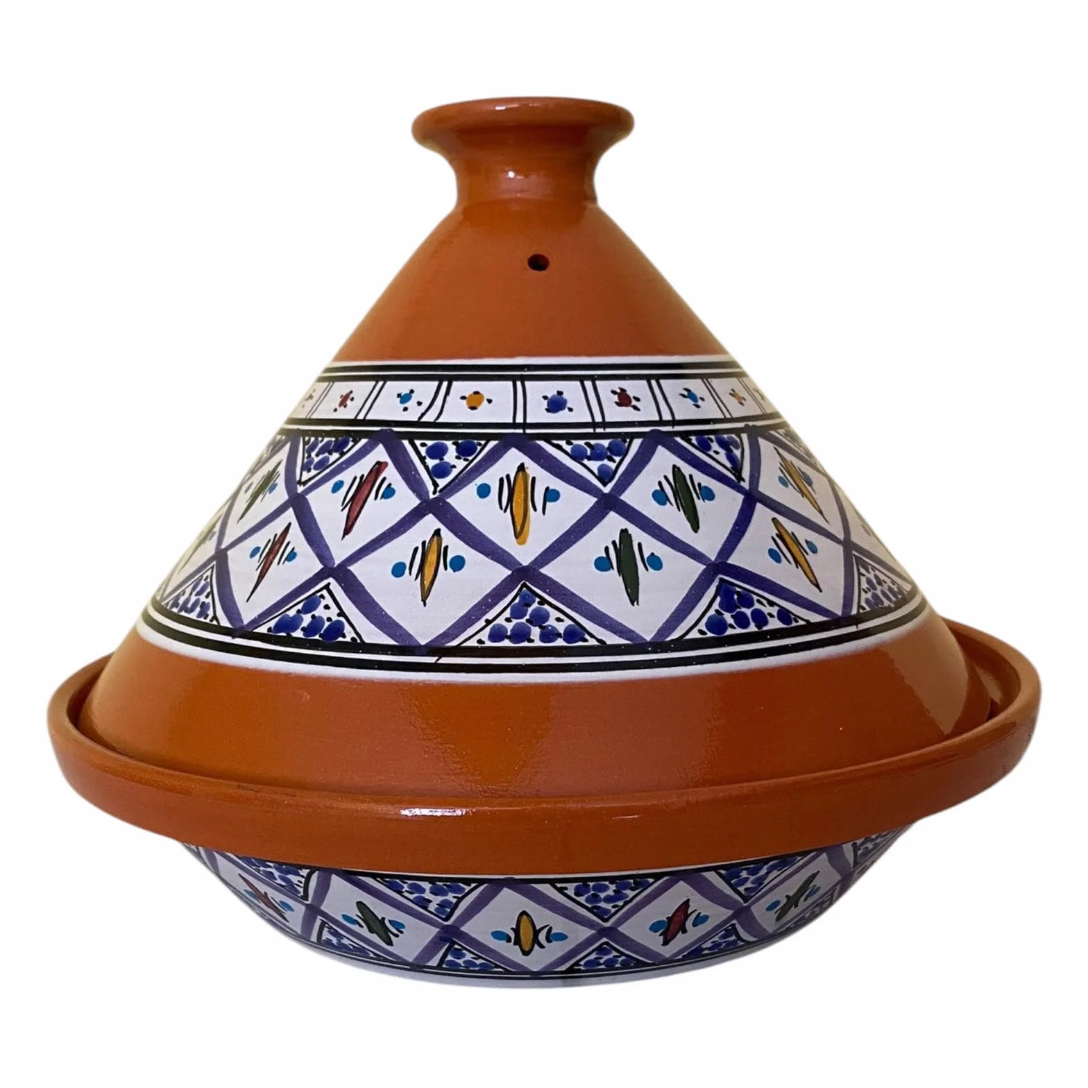 La Maison Unique: Tajine Terre cuite Marocaine Tunisienne Diamètre 32 cm Cocotte Pression Avec Couvercle Plat Ethnique Marocain Cuisine Santé - Qualité Premium - Bleu