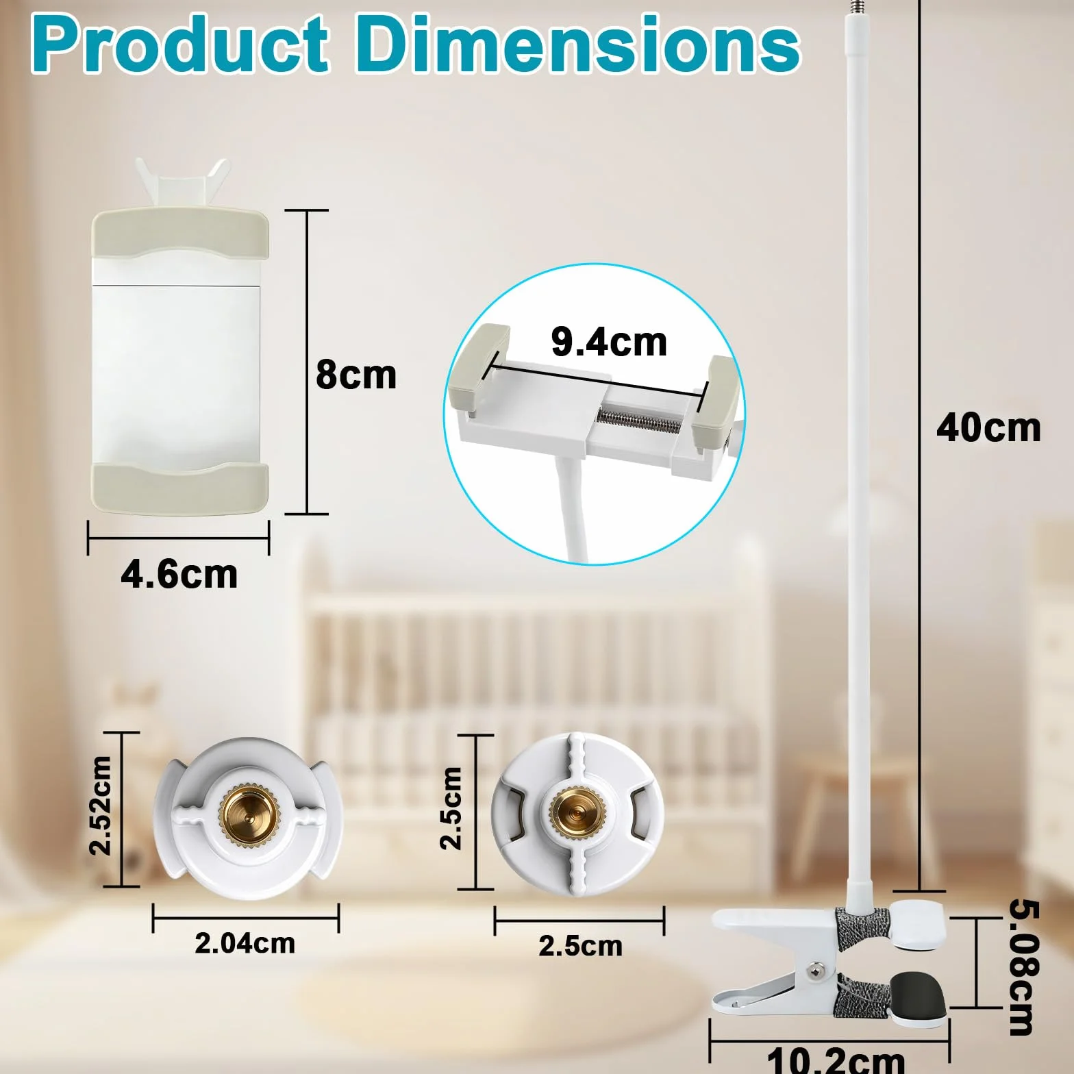 Uchwyt na kamerę o długości 40 cm, kompatybilny z HelloBaby Camera Holder, kompatybilny z GHB, elastyczny uchwyt do monitora, kompatybilny z Philips Avent, uchwyt na klem, stojak, uchwyt na