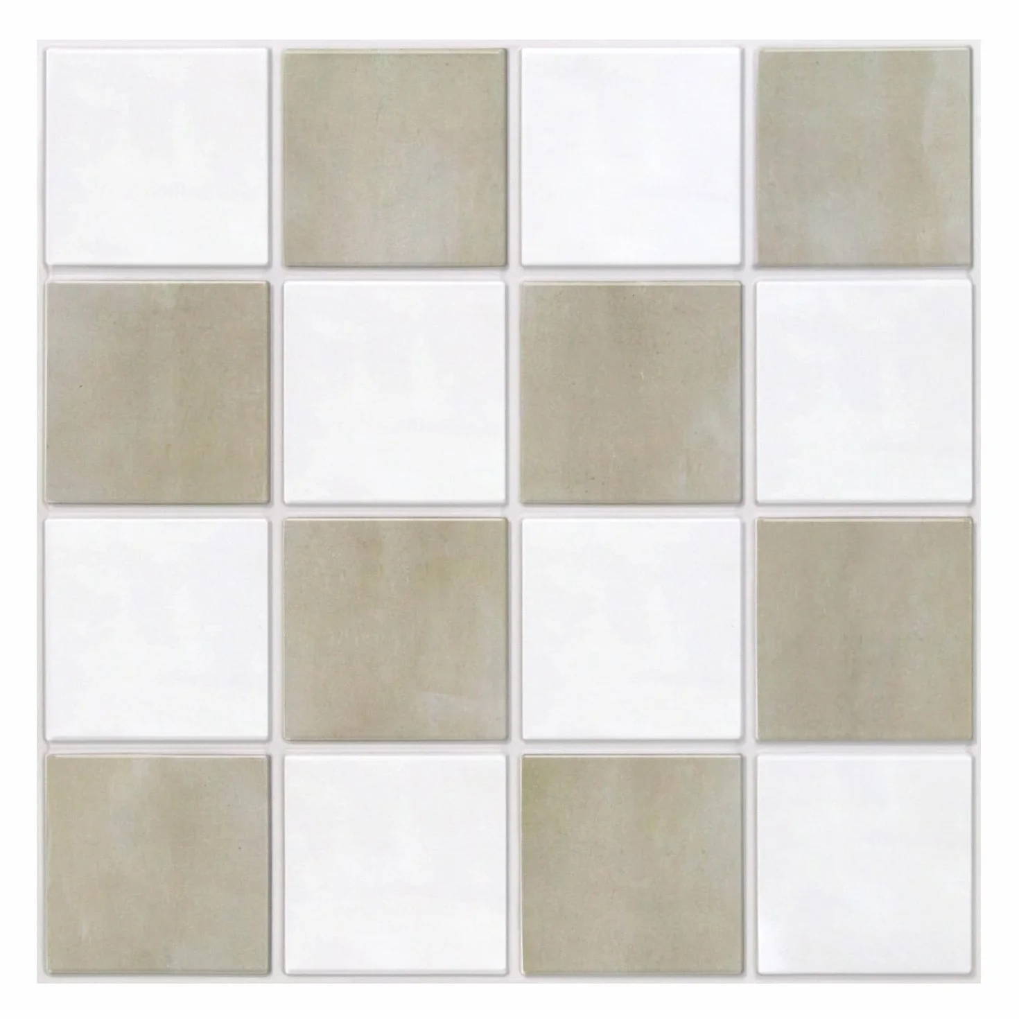 COMSTICKC Carrelage Adhésif PVC 30×30 cm 10 Pièces Stickers 3D Mur Autocollant Beige Blanc