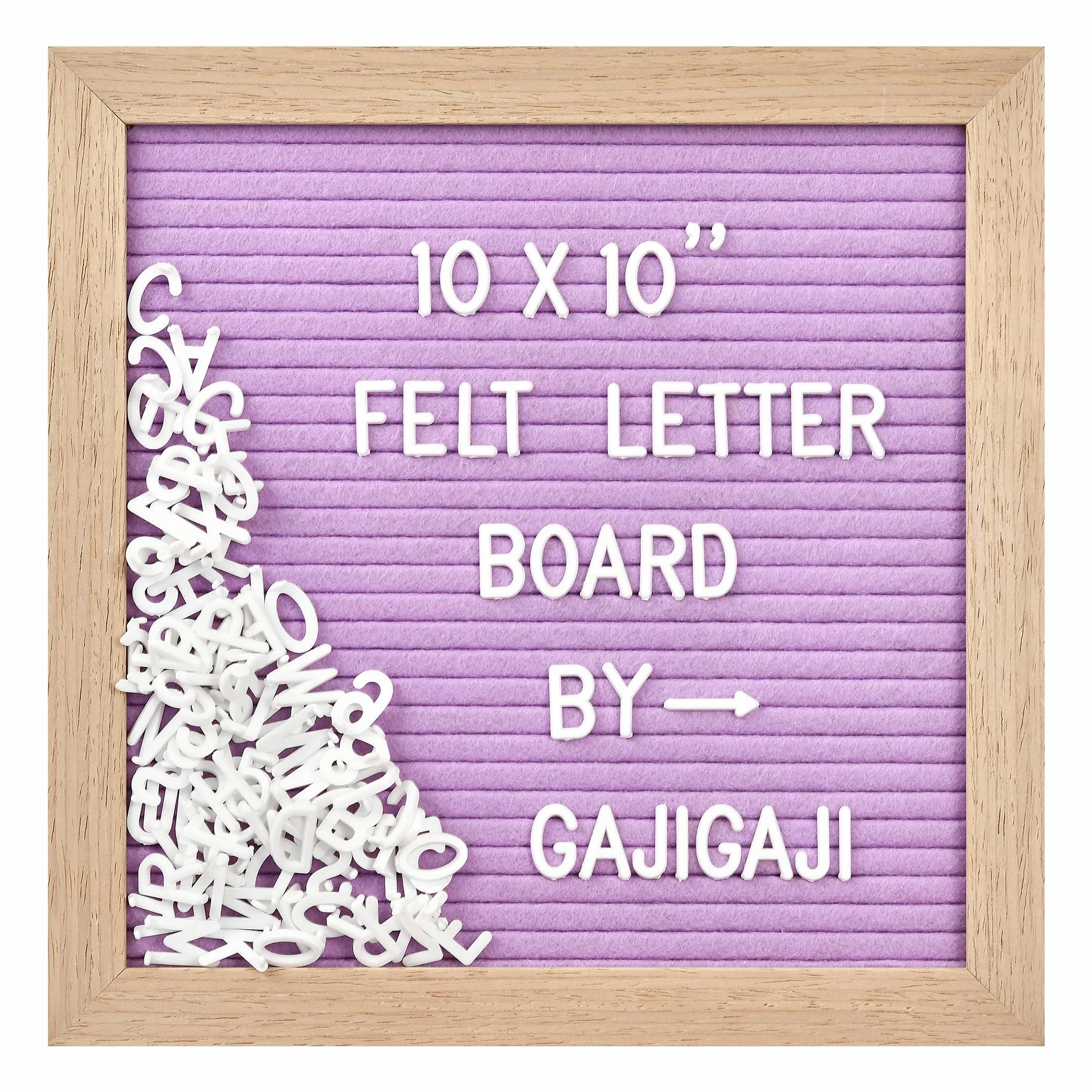 Tableau en feutre à lettres 294 pièces avec chiffres symboles 25,4 cm cadre en bois violet