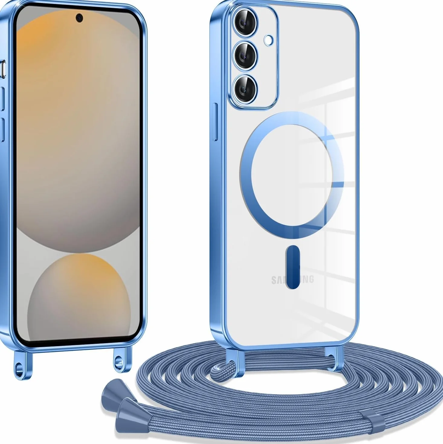 CaseLover Magnetyczne etui na telefon komórkowy Samsung Galaxy A57 5G, etui ochronne ze smyczką, przezroczyste silikonowe etui na telefon komórkowy, ze sznurkiem do zawieszenia, odporne na uderzenia