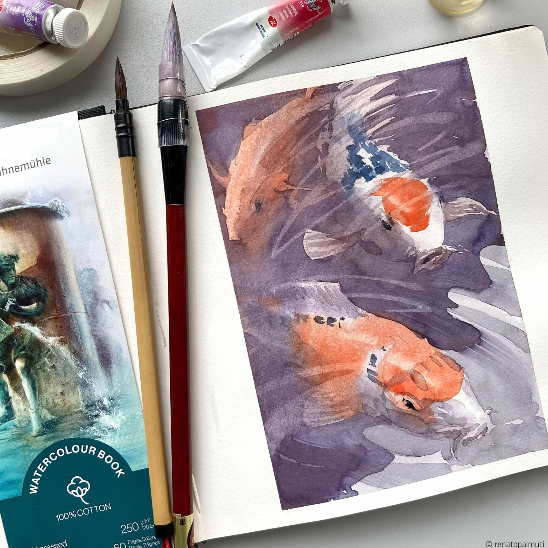 Hahnemühle livre d'aquarelle 250 g/m² coton 30 feuilles 19,5 x 19,5 cm mat