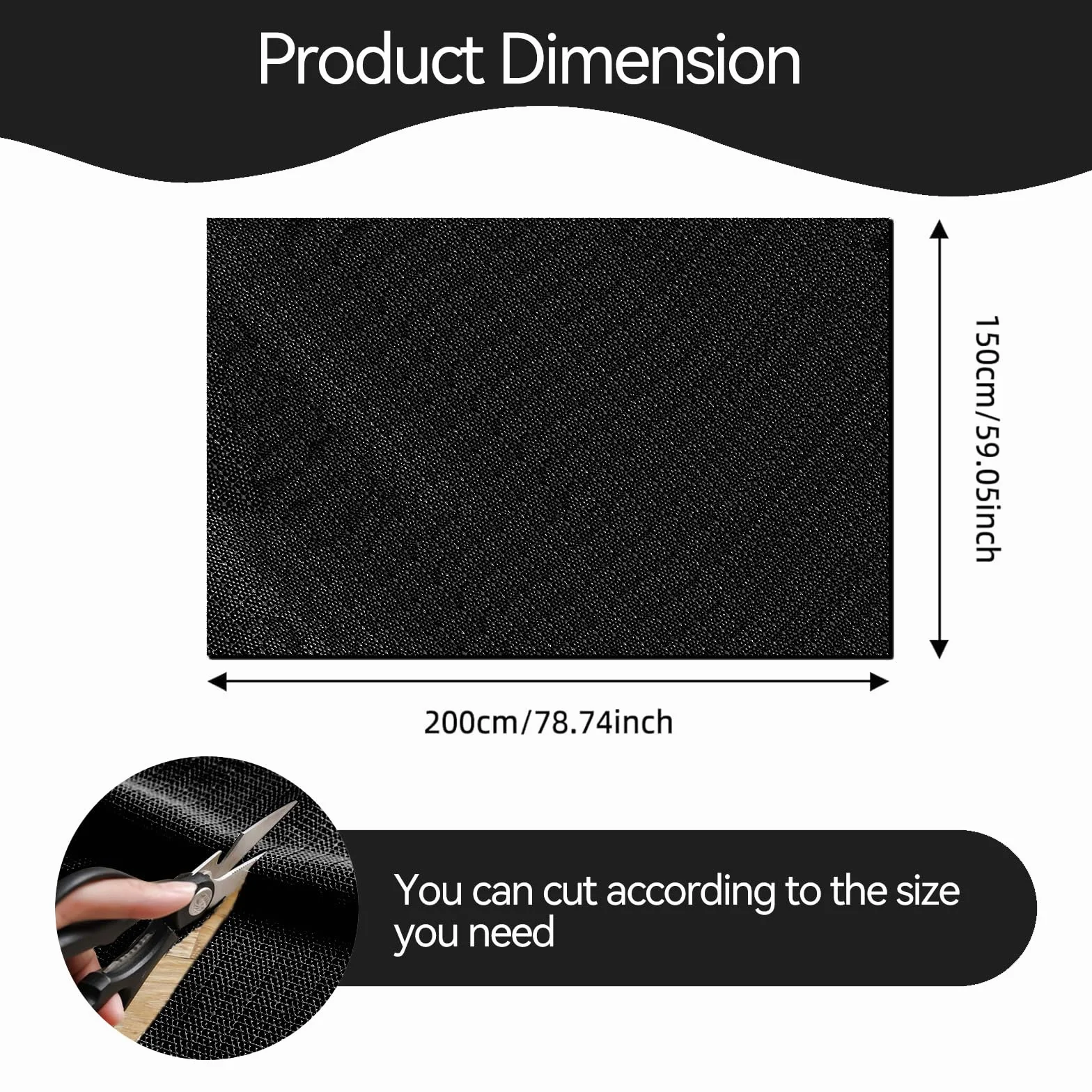 Tapis Antidérapant 150 x 200 cm Noir pour Sols Lisses Bois Marbre Parquet
