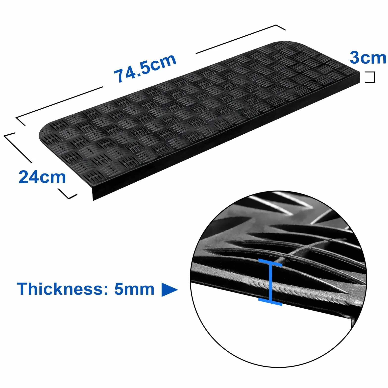 Spurtar Caoutchouc Tapis Antidérapant pour Escalier Intérieur Extérieur 65 x 25 cm Lot de 3