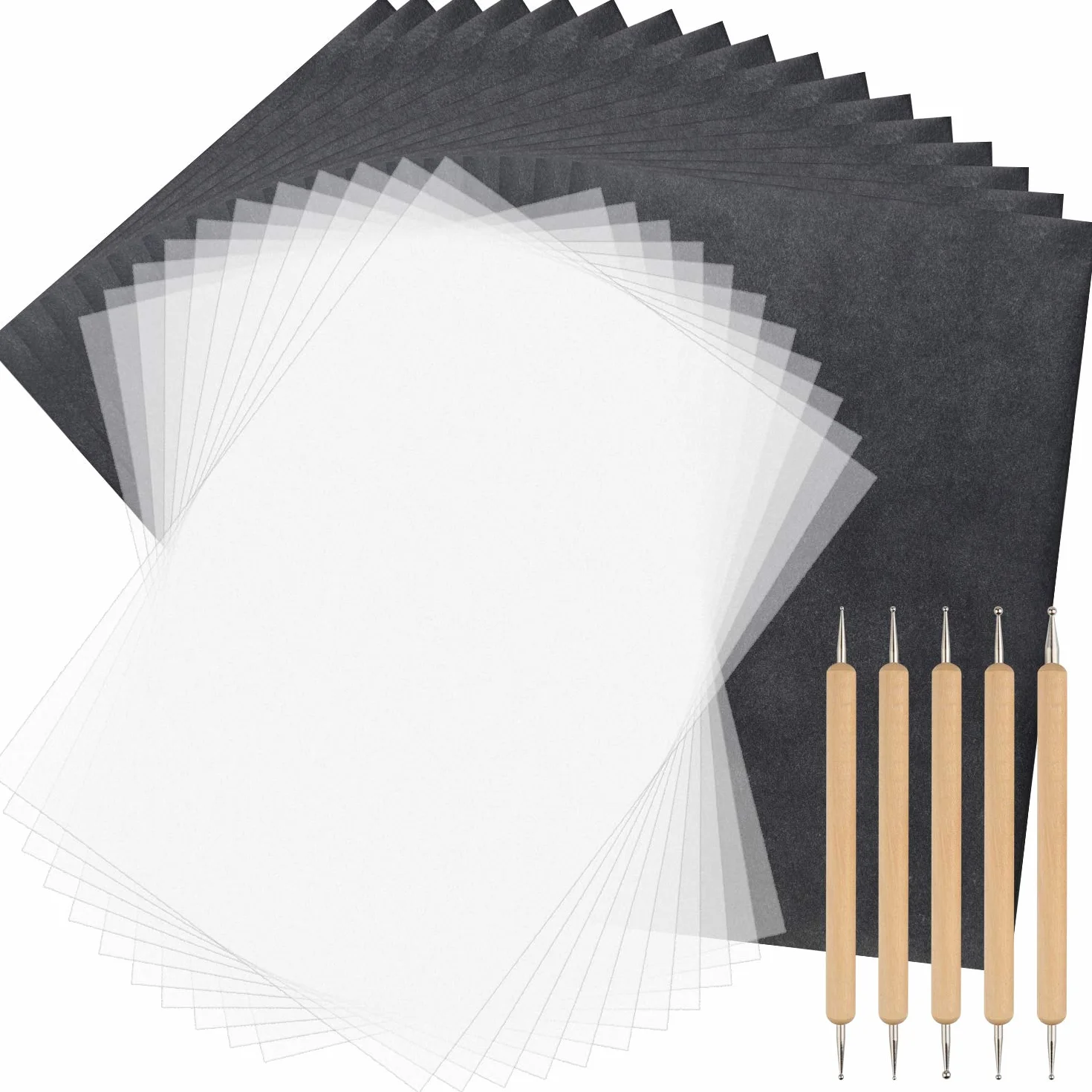 Papier carbone pour le bois, 150 feuilles avec 5 stylos à embosser