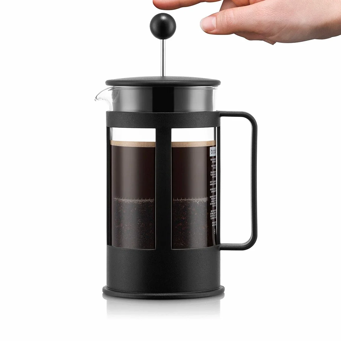 Bodum Kenya Cafetière à Piston 1L 8 Tasses en Verre Borosilicate et Inox Passe au Lave-Vaisselle