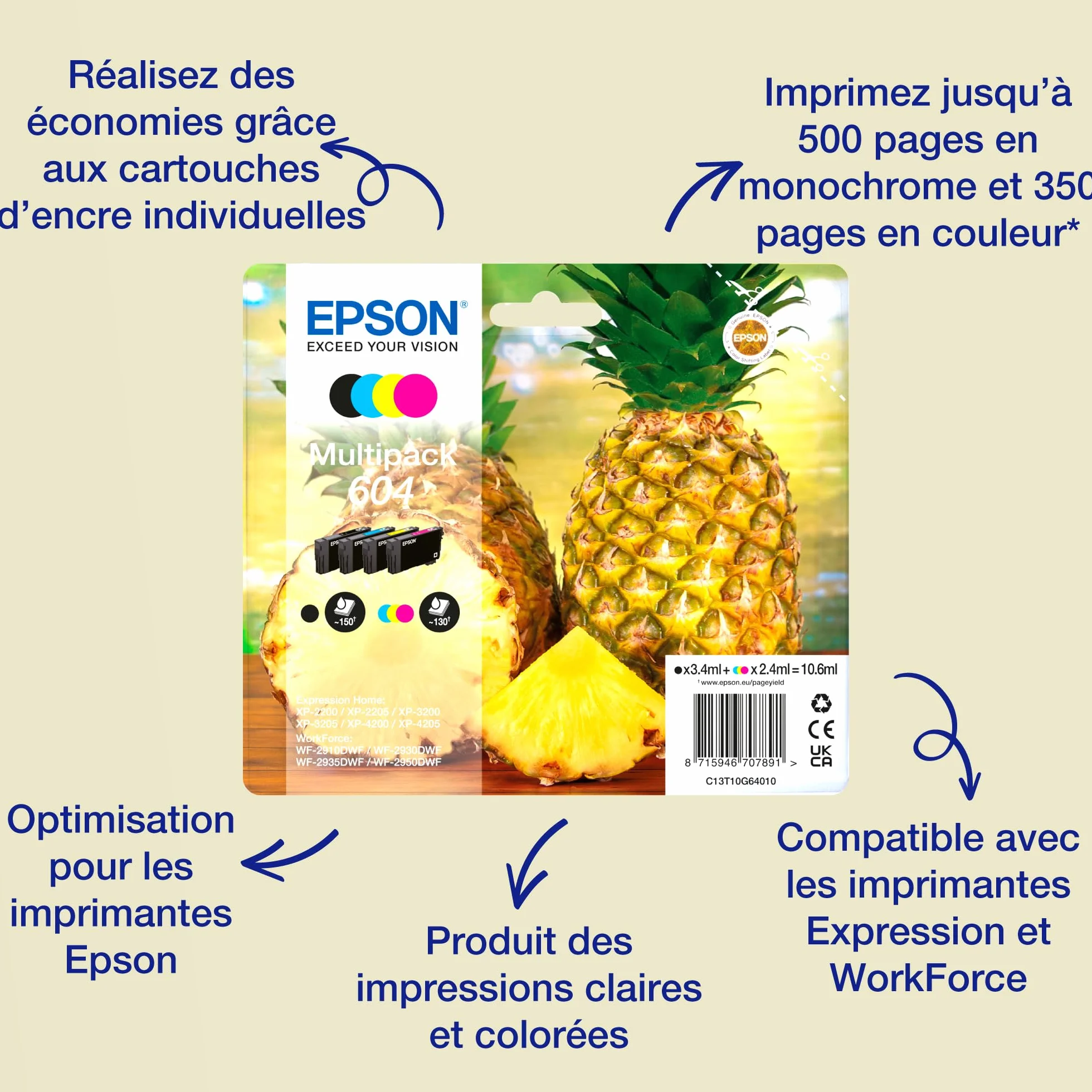 Epson Cartouche d’Encre Authentique 604 1x 3,4 ML