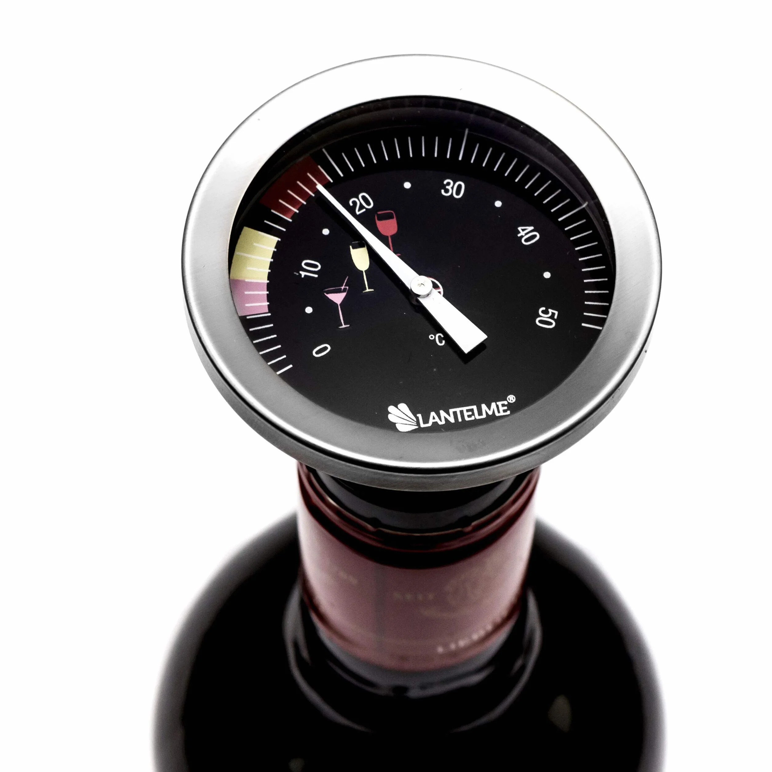 Lantelme 5954 Thermomètre à Vin avec Bouchon Étanche en Acier Inoxydable pour Bouteille