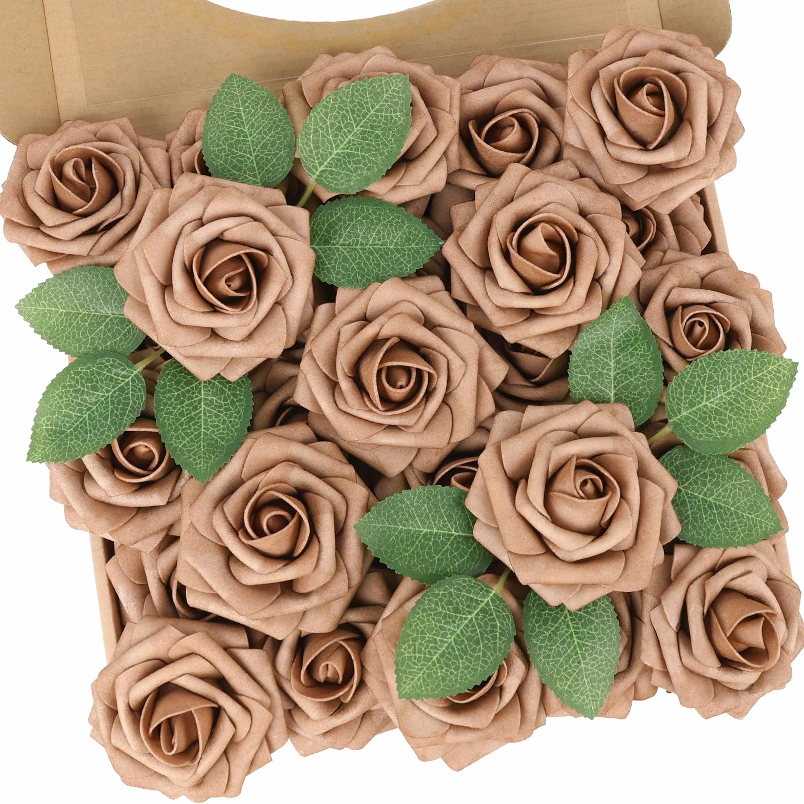 N&T NIETING Fleurs Artificielles Roses 25PCS Mousse Rose avec Feuille et Tige Ajustable Fausses Fleurs pour Décoration Mariage