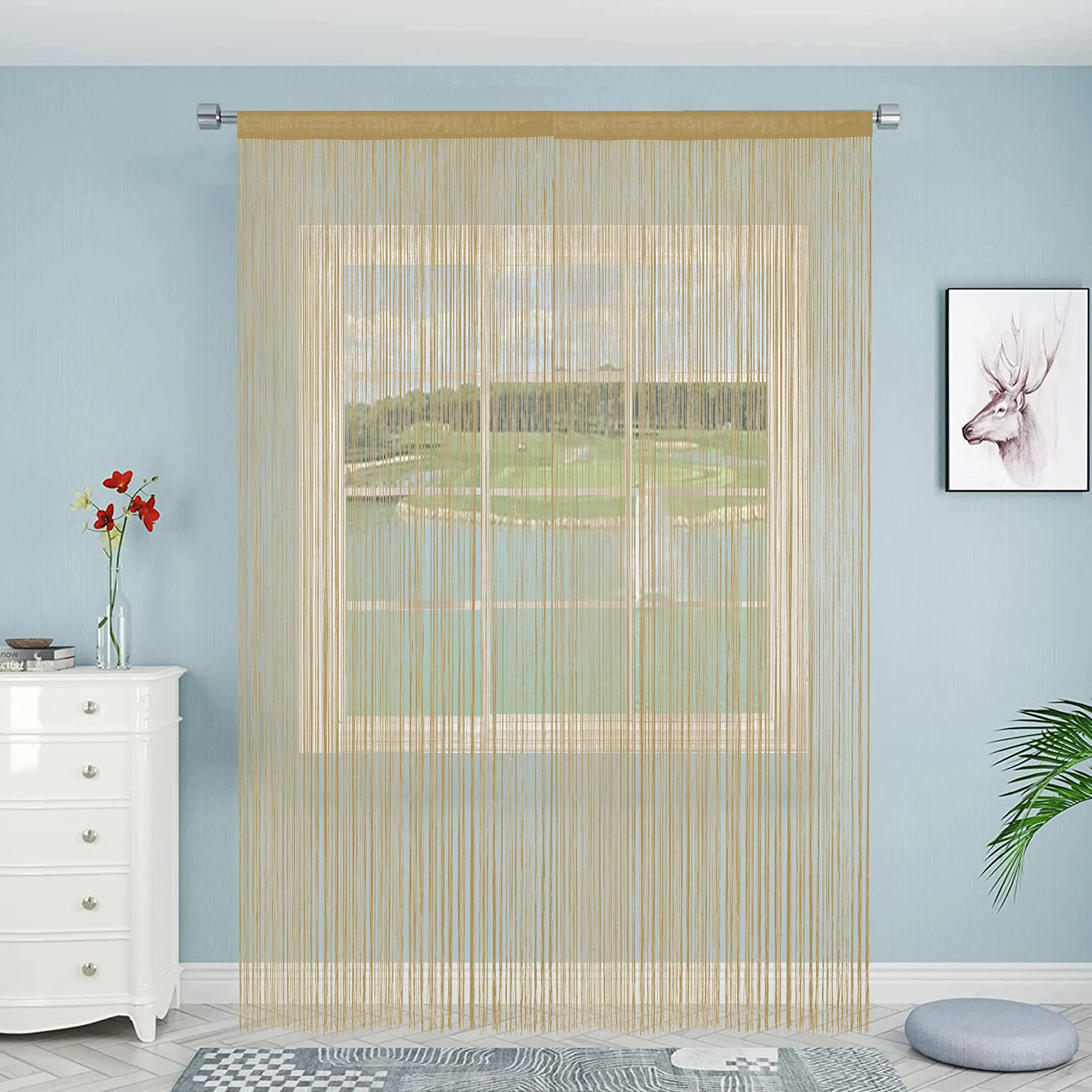 Rideau Simple pour fenêtre 90x200cm Écru Profond String Porte