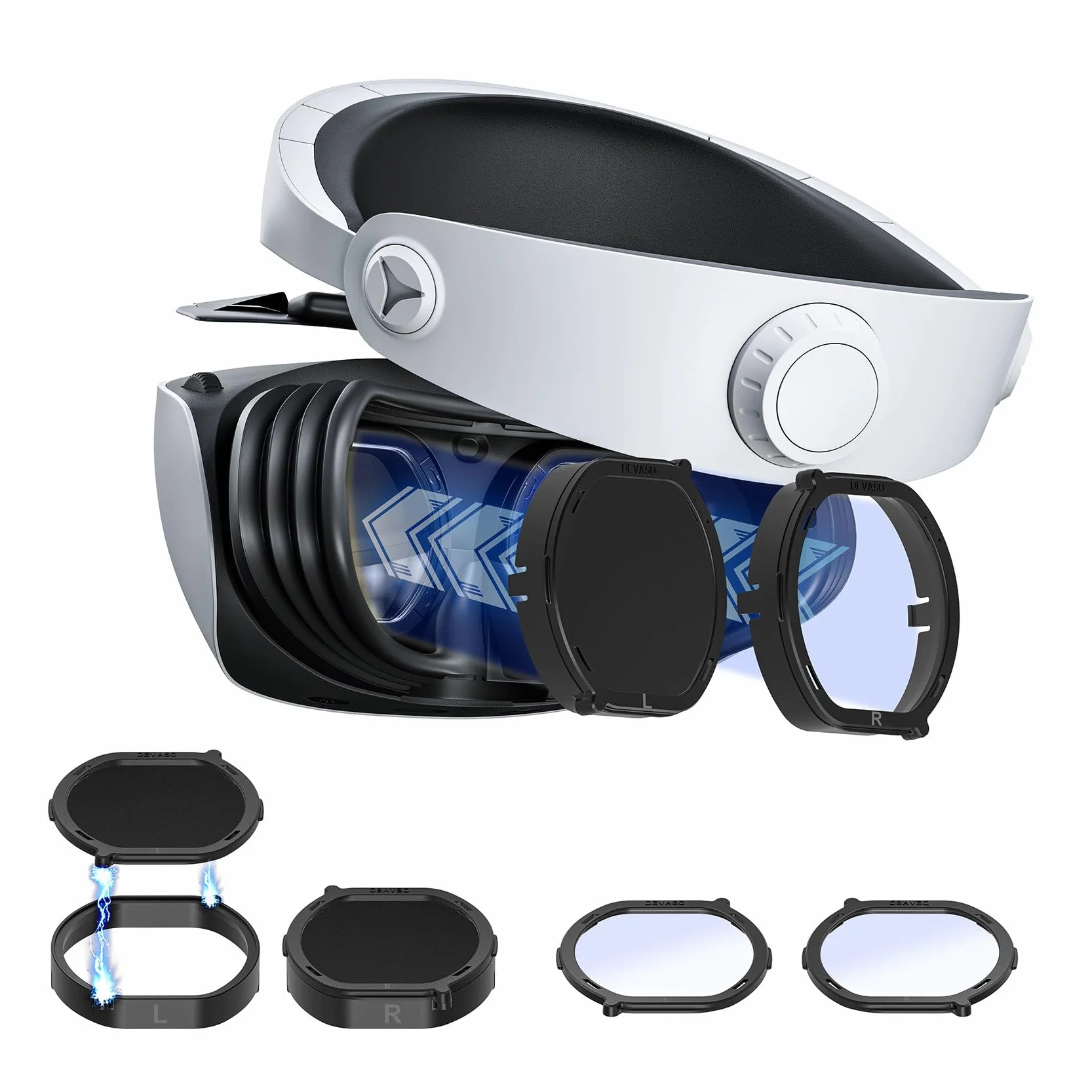 Evenden Okulary VR korekcyjne do soczewek PS VR2, krótkowzroczność, ochrona przed niebieskim światłem, szybki demontaż, ramka ochronna do PSVR2, zestaw części akcesoriów