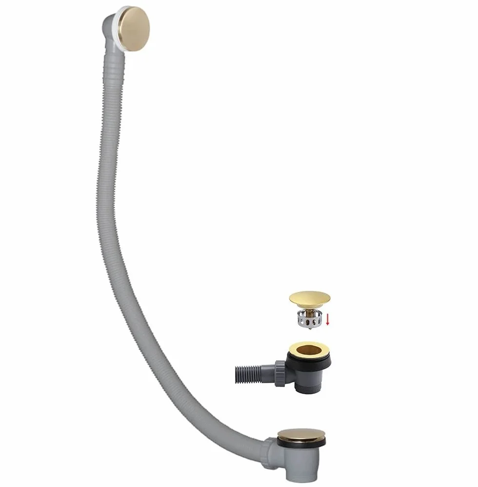 Bonde de baignoire en laiton brossé trop-plein 3,81 cm Design clic-clac