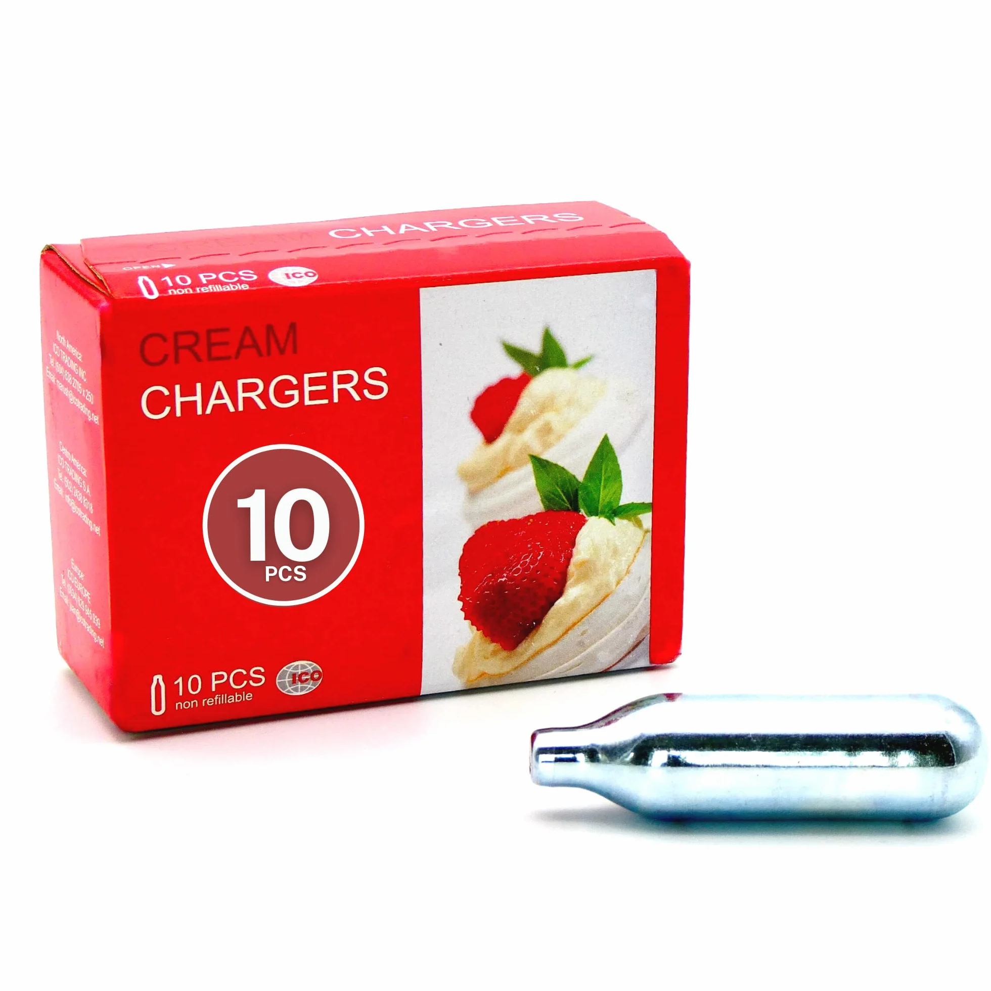 Lot de 10 Cartouche Siphon Chantilly 8g N2O Gaz Protoxyde d'Azote Alimentaire pour Mousses et Crèmes