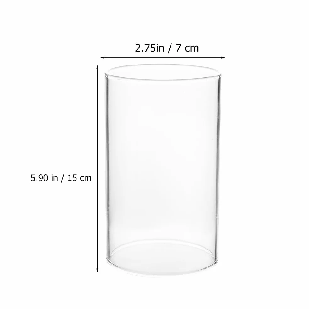 BESPORTBLE Lot de 4 cylindres en Verre photophores - Verre de Rechange - Cylindre Transparent - sans Sol - pour la Maison, Le Salon, Les Mariages, Les fêtes, la décoration de Table - 15 x 7 cm