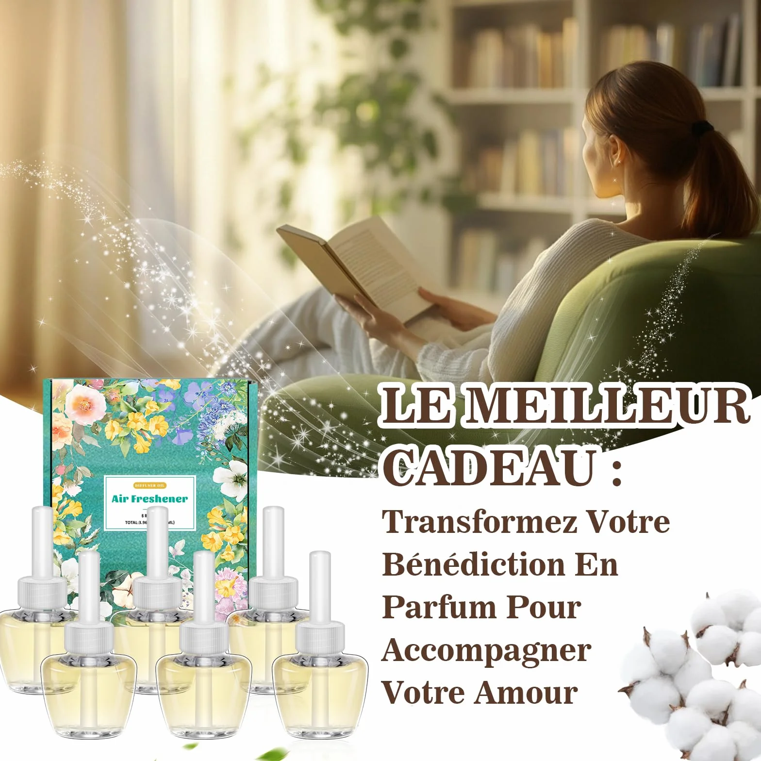 SCENTORINI Recharge pour Diffuseur d'Ambiance Parfum Pur Coton 19ML x6 Air Wick Glade