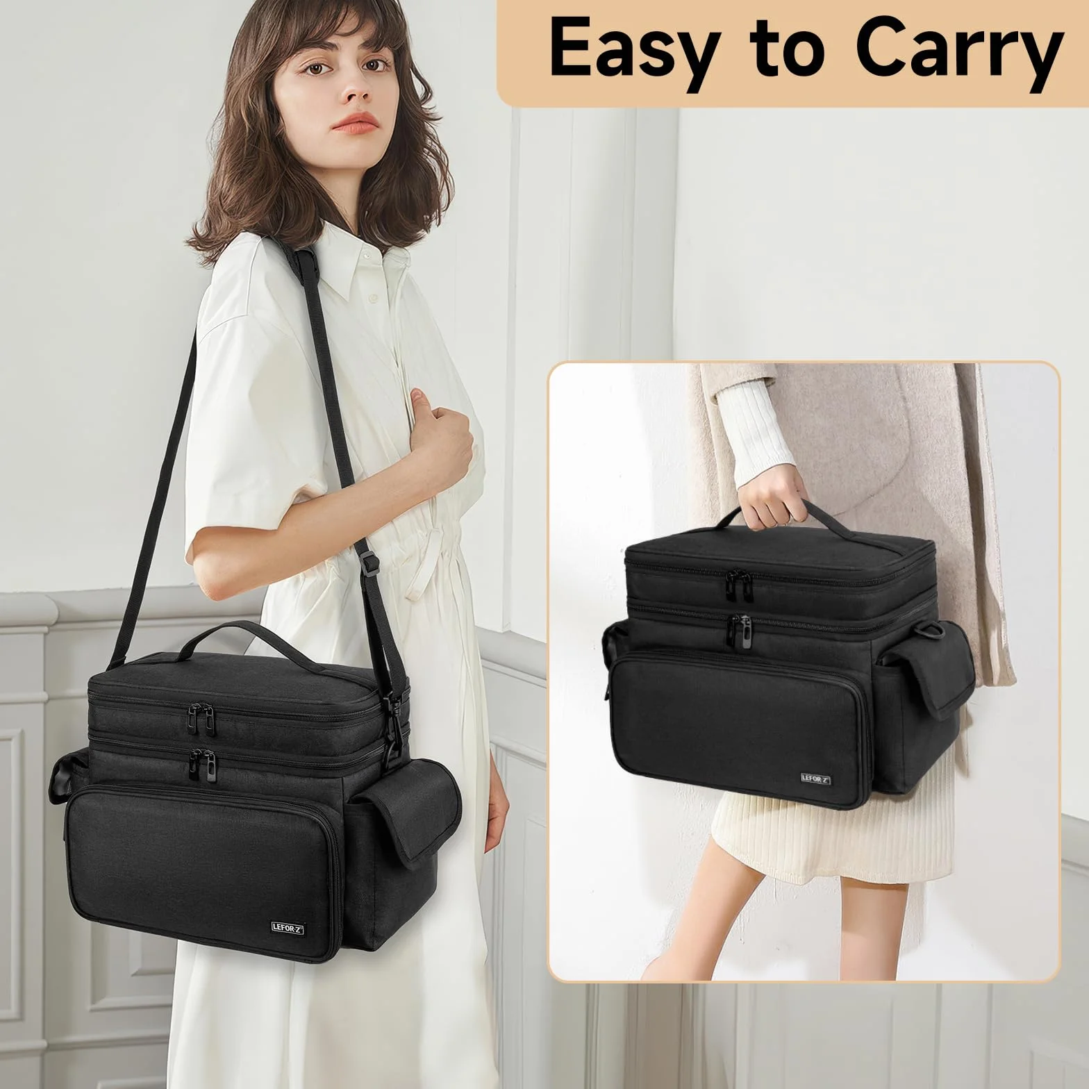 Boite à Couture,Sac de Rangement Couture Double Couche,XL Organisateur de Fournitures de Couture,Boîte à Couture de Voyage Portable,Panier de Couture pour Outils de Couture,Noir (Sac Uniquement)