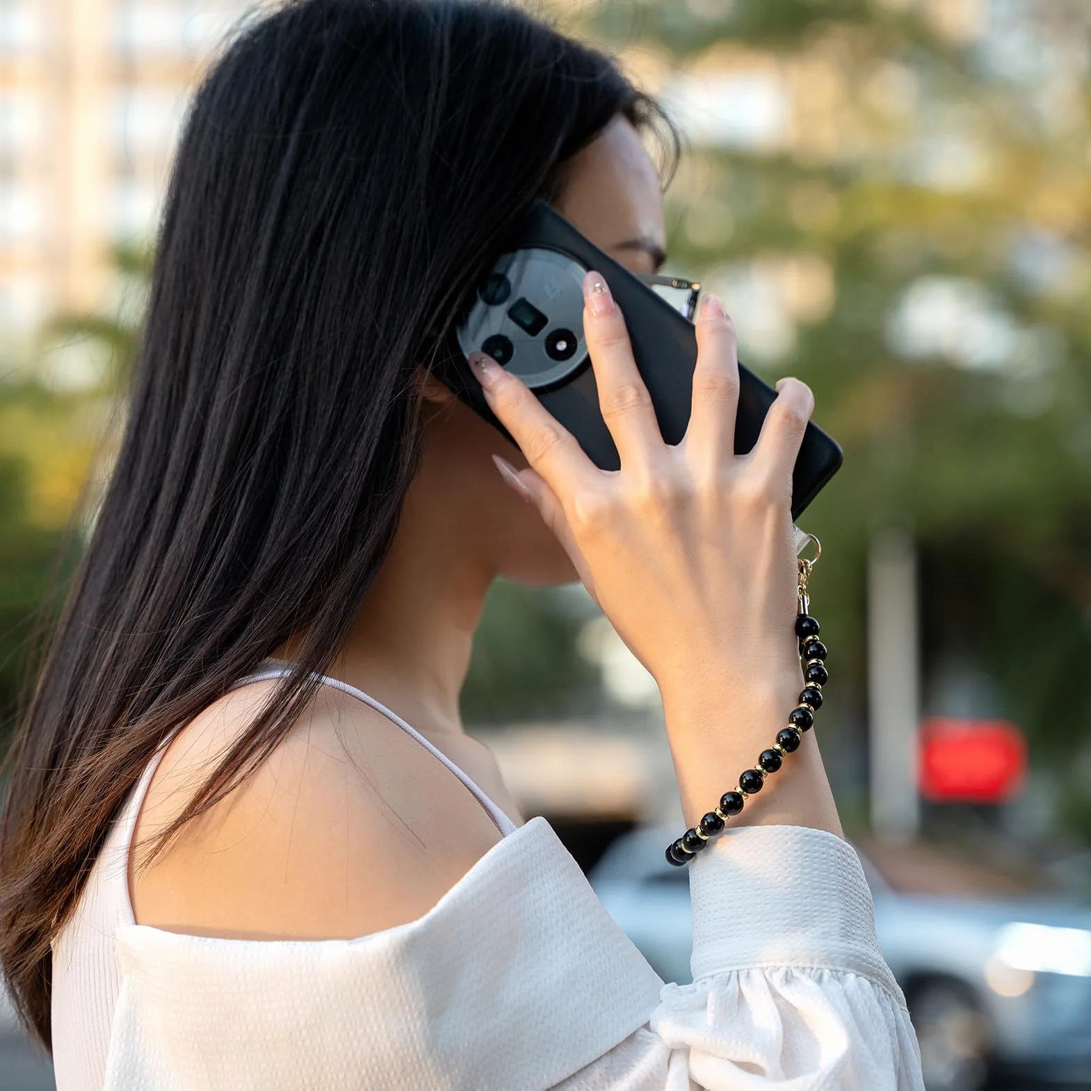 MORSUNBELA Pasek na nadgarstek, łańcuszek do telefonu, smycz uniwersalna bransoletka z koralikami, opaska na nadgarstek, zawieszki dla kobiet i dziewcząt