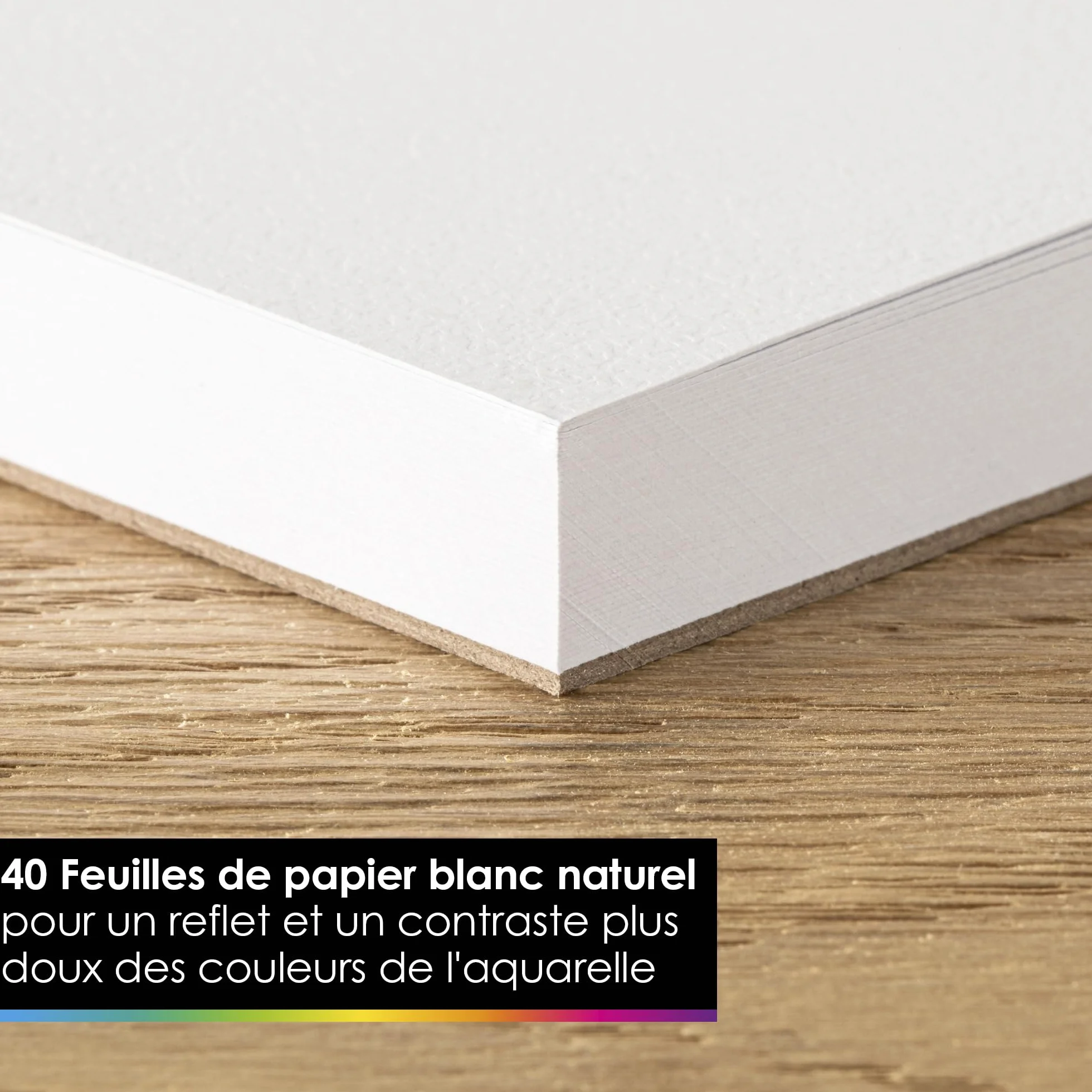 OfficeTree Papier Aquarelle A4 300g Bloc 40 Feuilles - Papier Dessin Blanc - Avec 2 Pinceaux