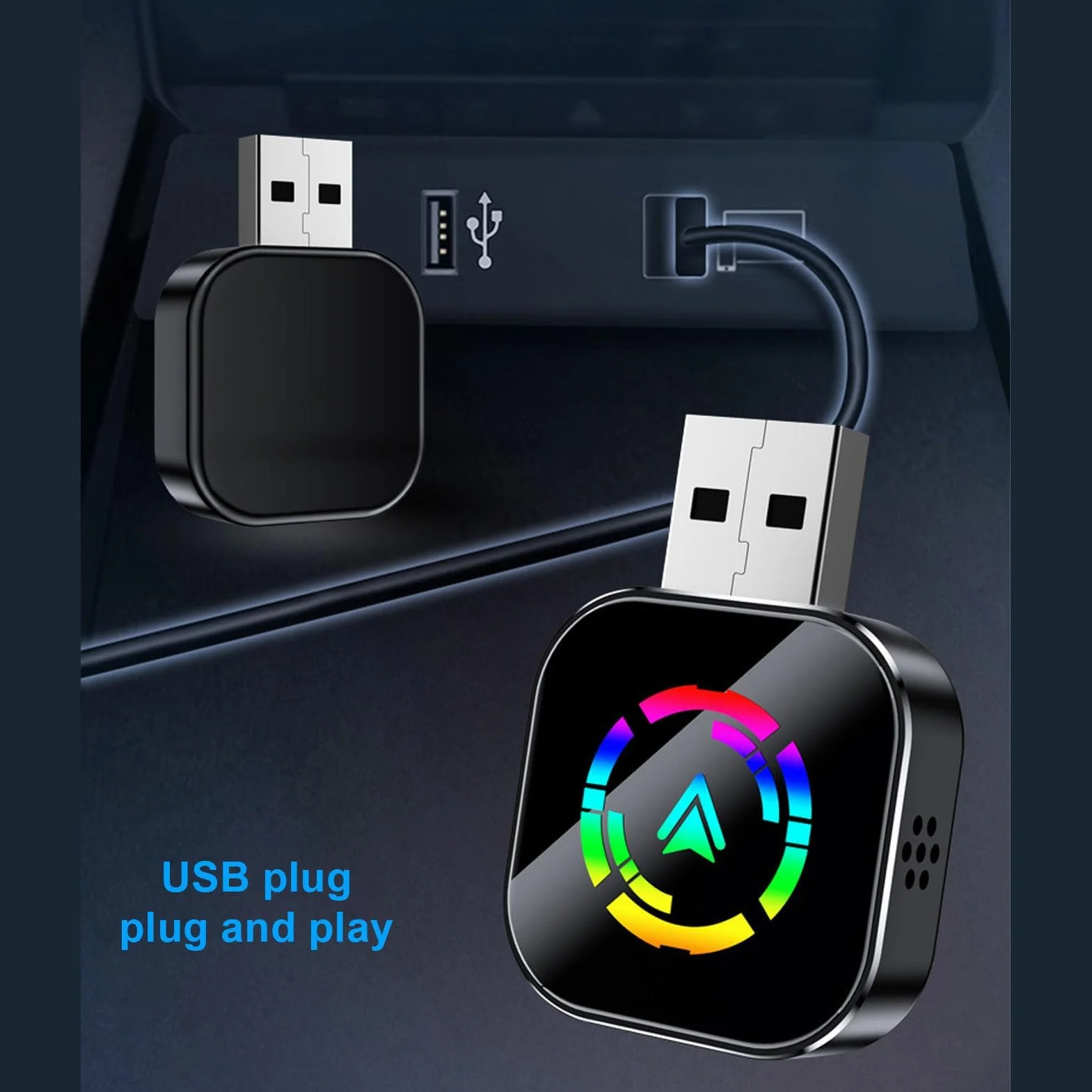 Ejoyous 2-w-1 Bezprzewodowy Adapter Auto Auto, Wireless Adapter 5.8 GHz-WLAN z Adapterem Typu C-AUF-USB IOS 6+/ 10+