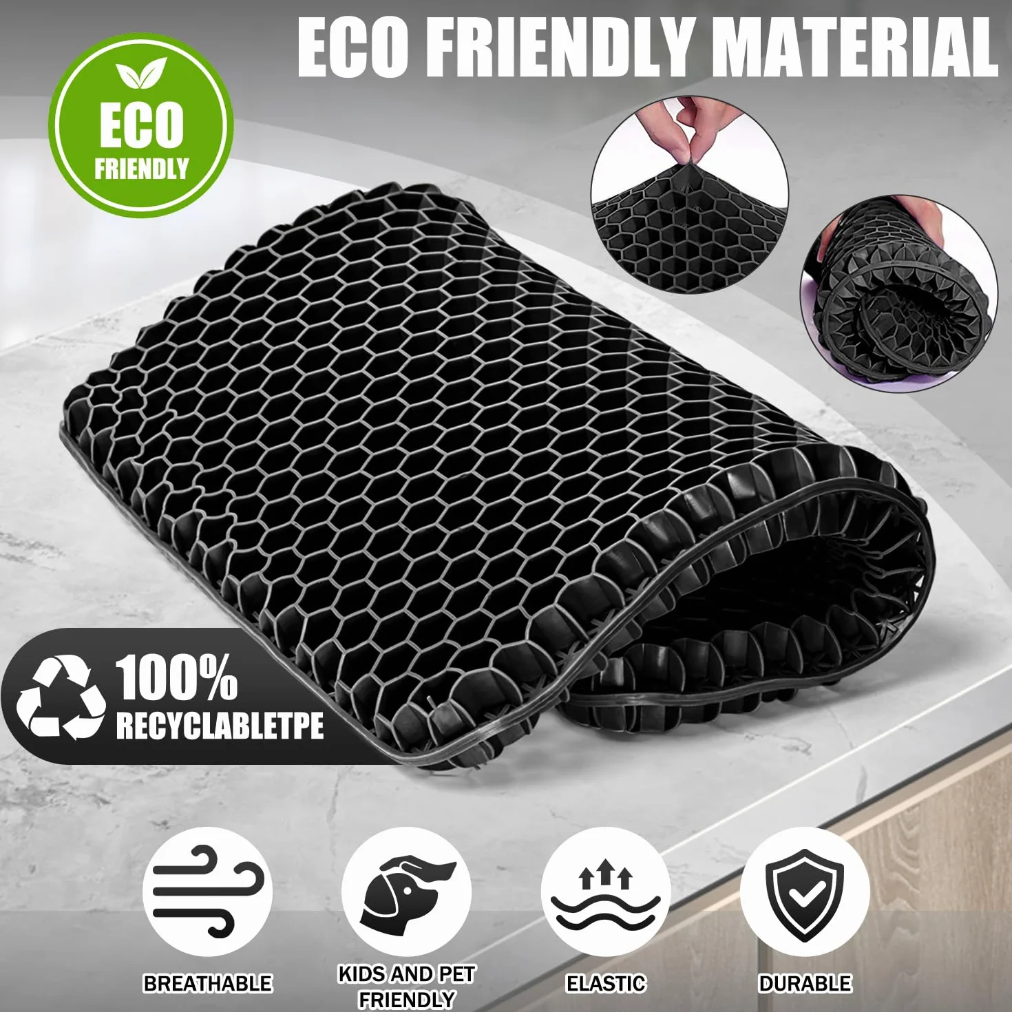 Coussins de Chaise Vmingo Coussin de Gel Respirant Anti Escarres Orthopédique avec Housse Antidérapant Noir