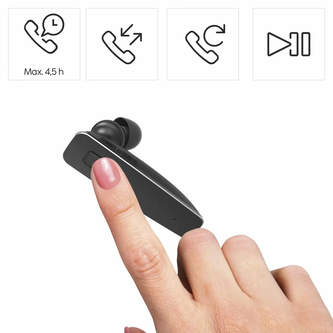 Hama Zestaw słuchawkowy Bluetooth "MyVoice2100", One-Ear (Mono Headset Bluetooth 5.0, akumulator 80 h, bezprzewodowy zestaw słuchawkowy do 2 urządzeń, pałąk na ucho S/L, idealny dla osób noszących