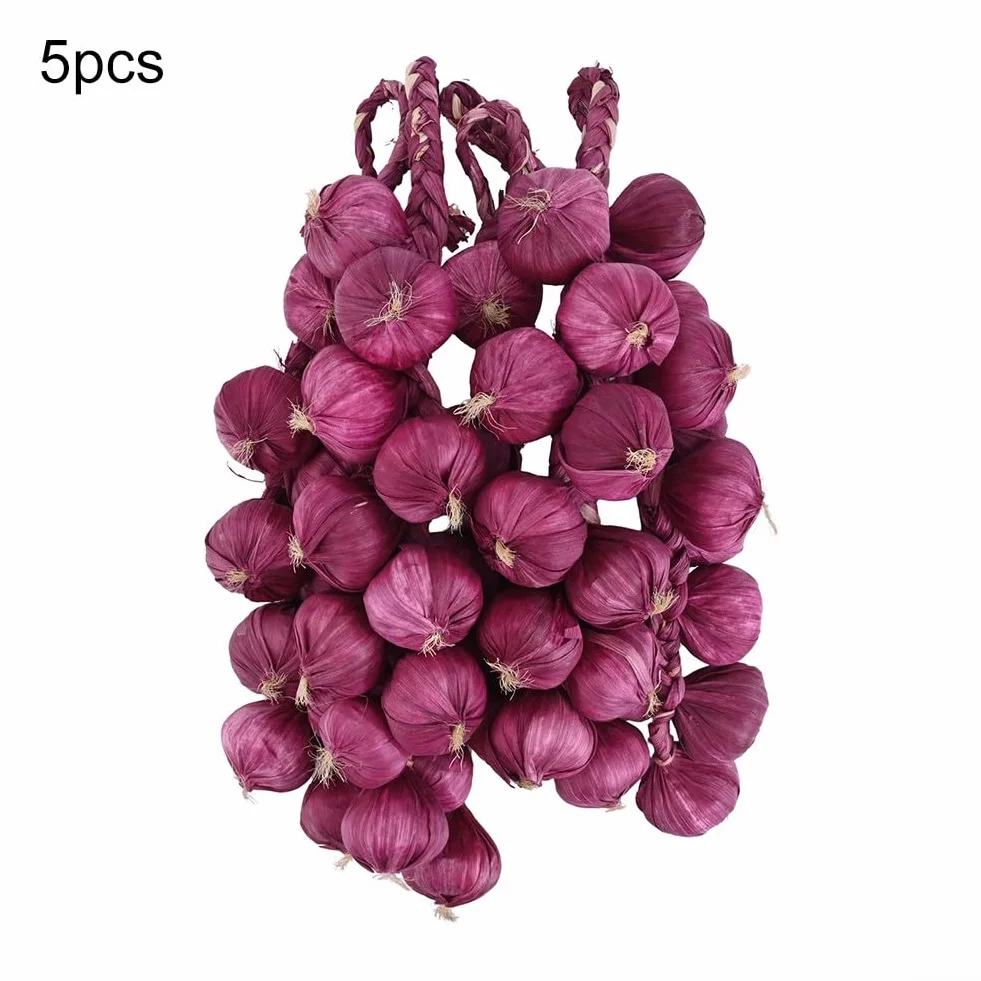 Guirlande d'ail violet décorative, pendentif en céramique, lot de 5 pièces pour salle à manger maison