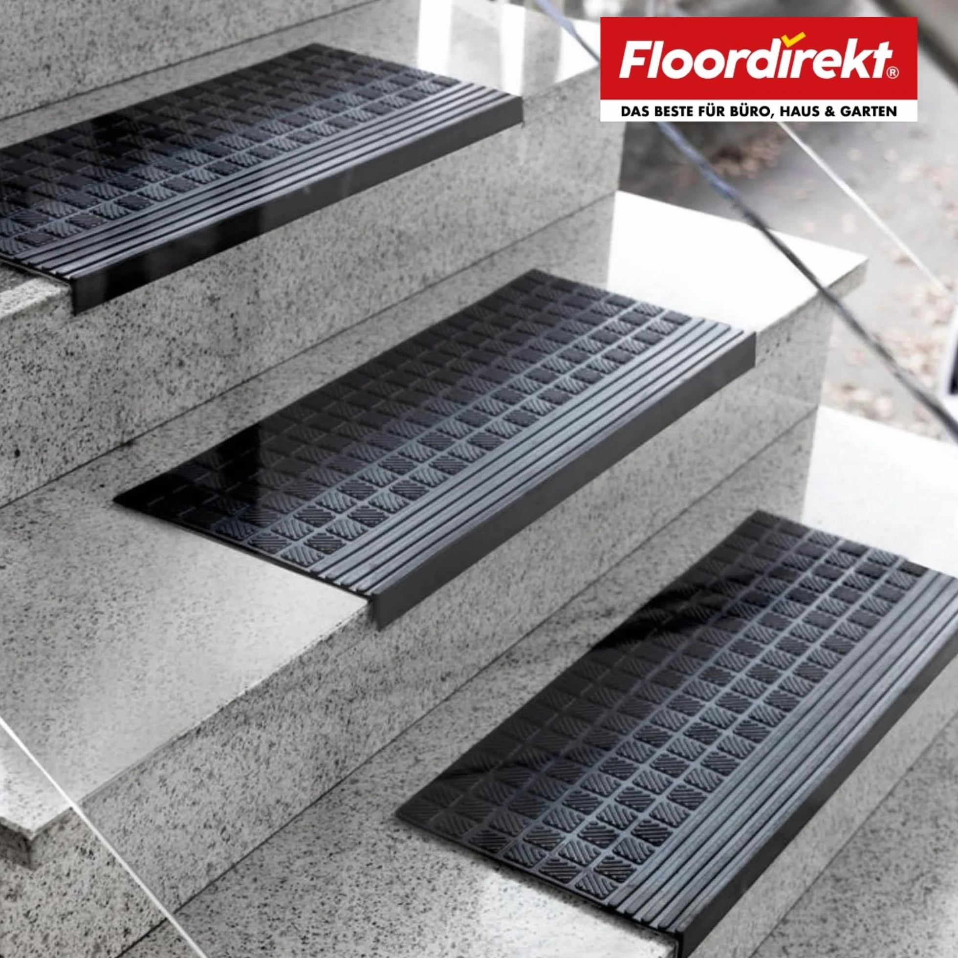 Tapis d'escalier en caoutchouc antidérapant Diamond 30 x 90 cm pour extérieur et intérieur