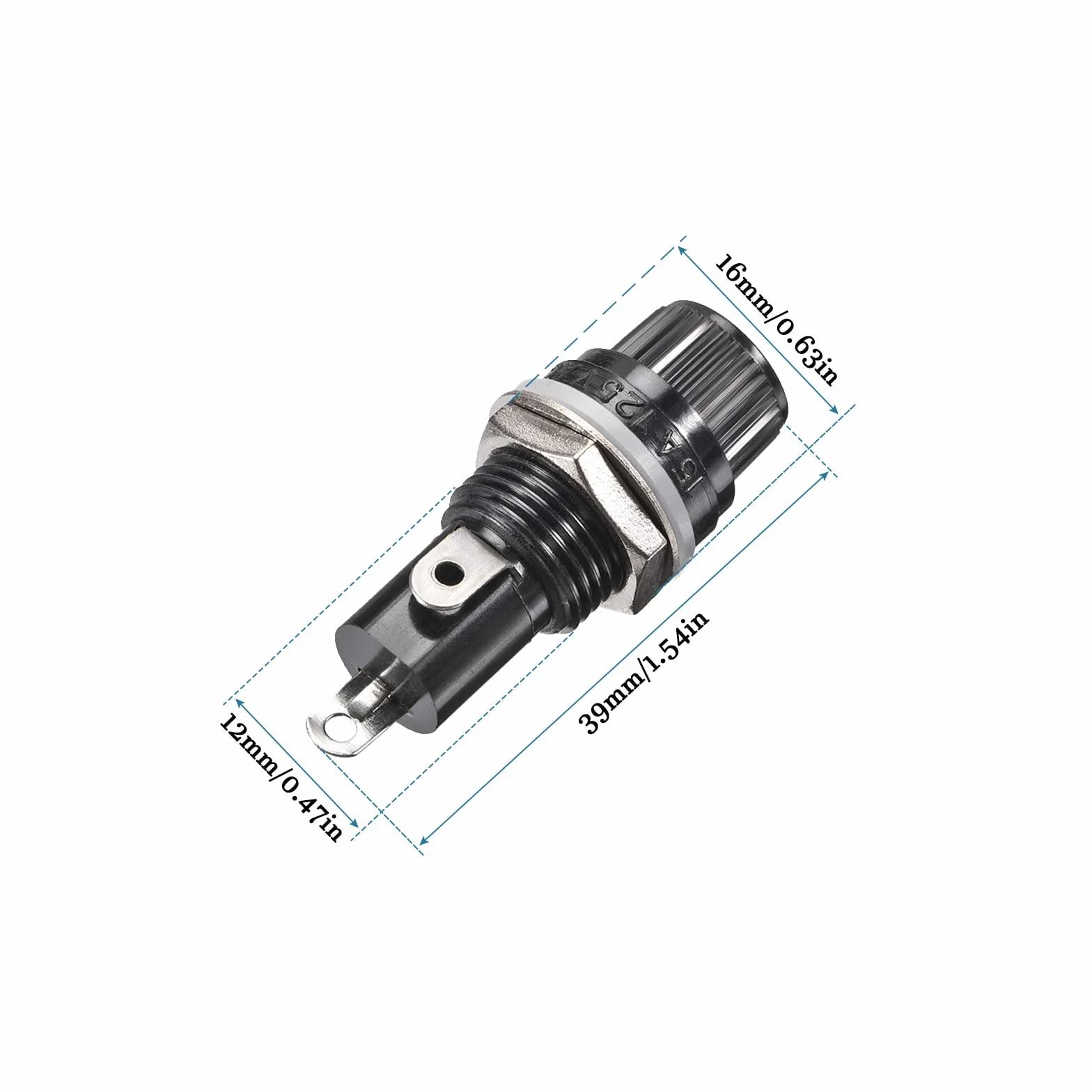 QUARKZMAN 5 x 20 mm AC 125 V/15 A 250 V/10 A uchwyt bezpiecznikowy x 2 szt. Gwint panel montowany zakrętka uchwyt bezpiecznik cokół do radia samochodowego Audio DIY Projekt [ czarny ]