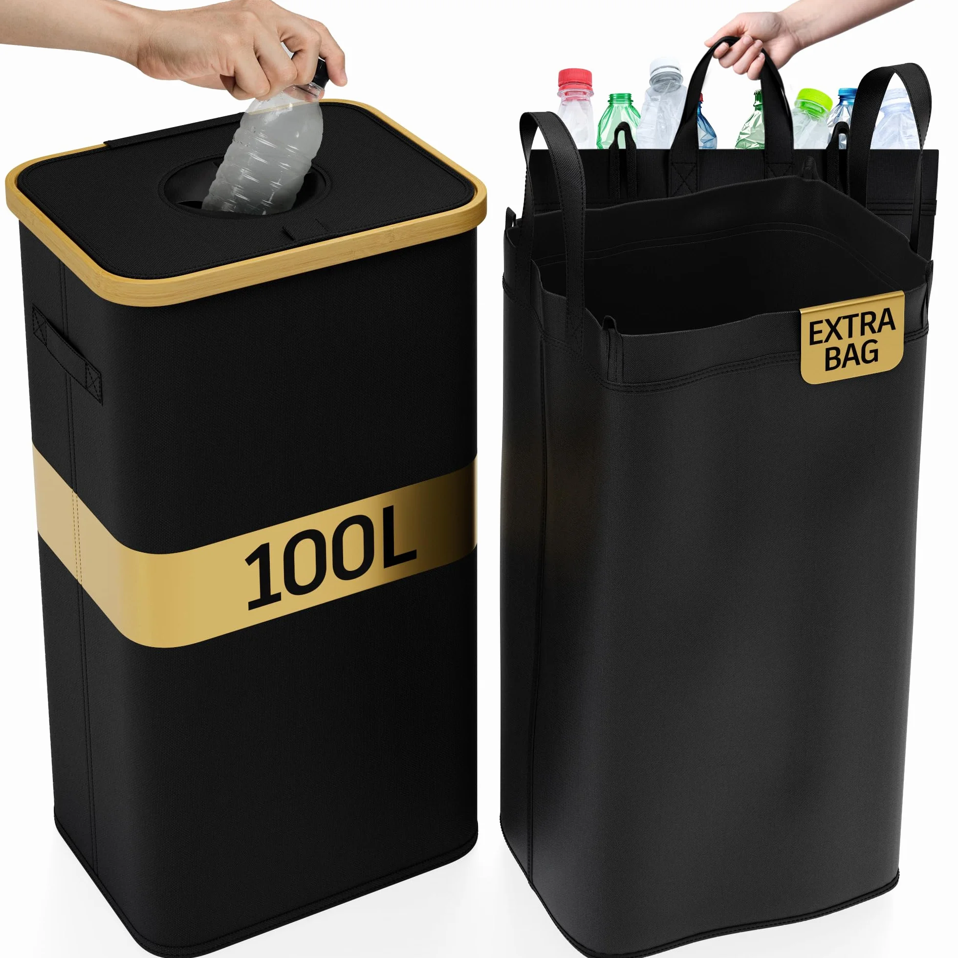 Deco haus® Poubelle tri Selectif Cuisine 100L - Bac de tri Recyclage Plastique