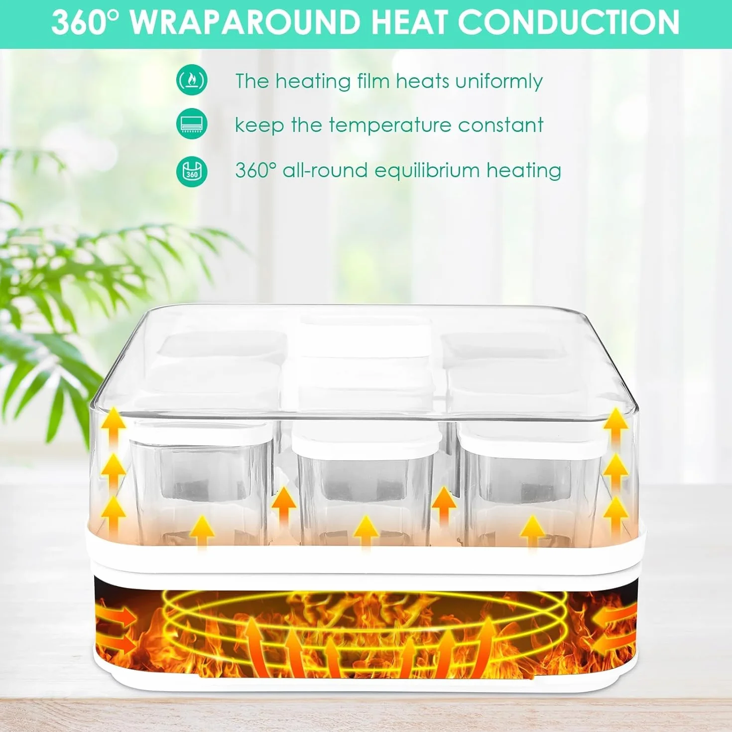 Yaourtière Électrique, Machine à Yaourt, Yaourtière Pratique et Compacte, avec Minuterie, Thermostat Réglable et Écran LED, avec 9 Pots en Verre de 170ml, sans BPA, 40 W
