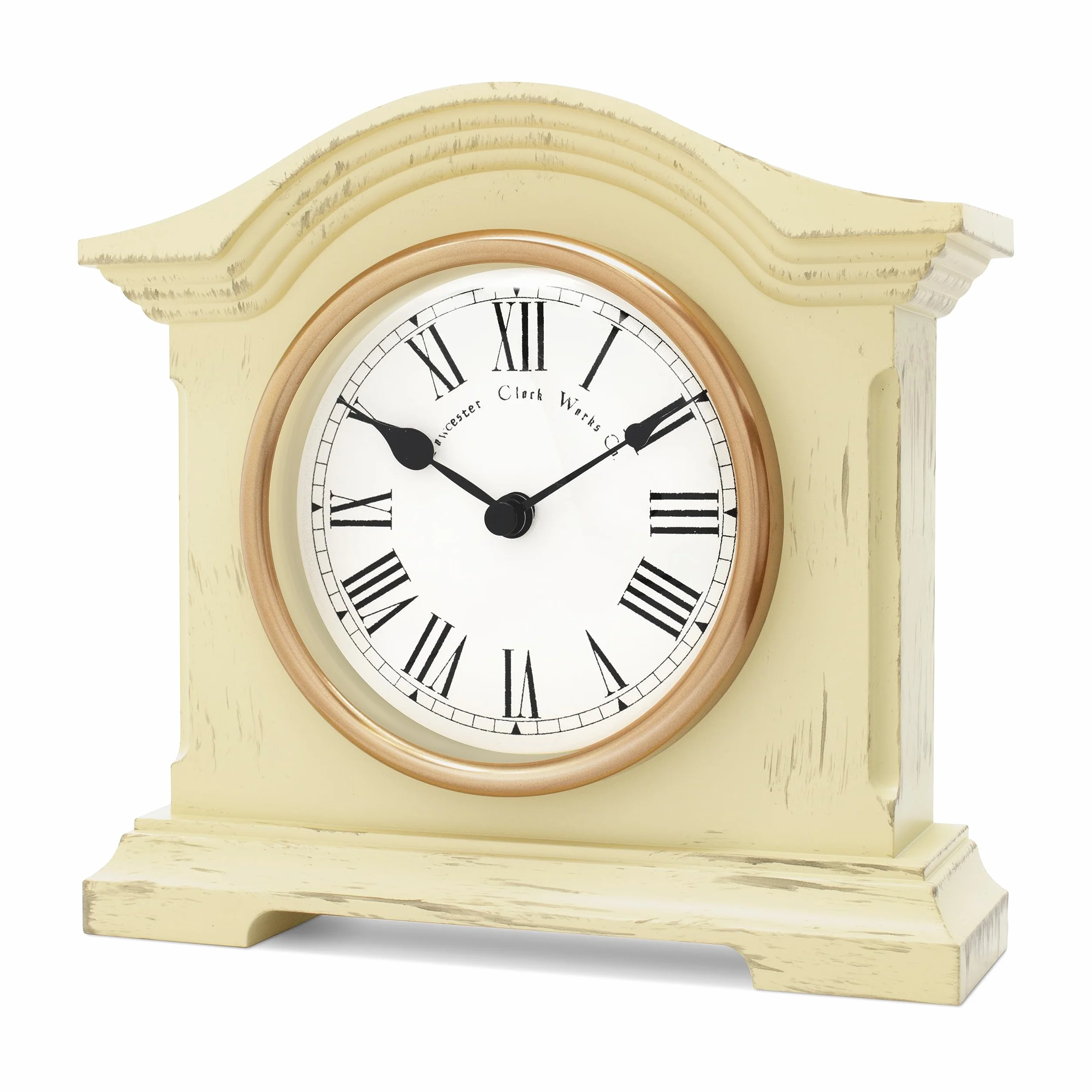 Horloge de cheminée en bois crème vieillie