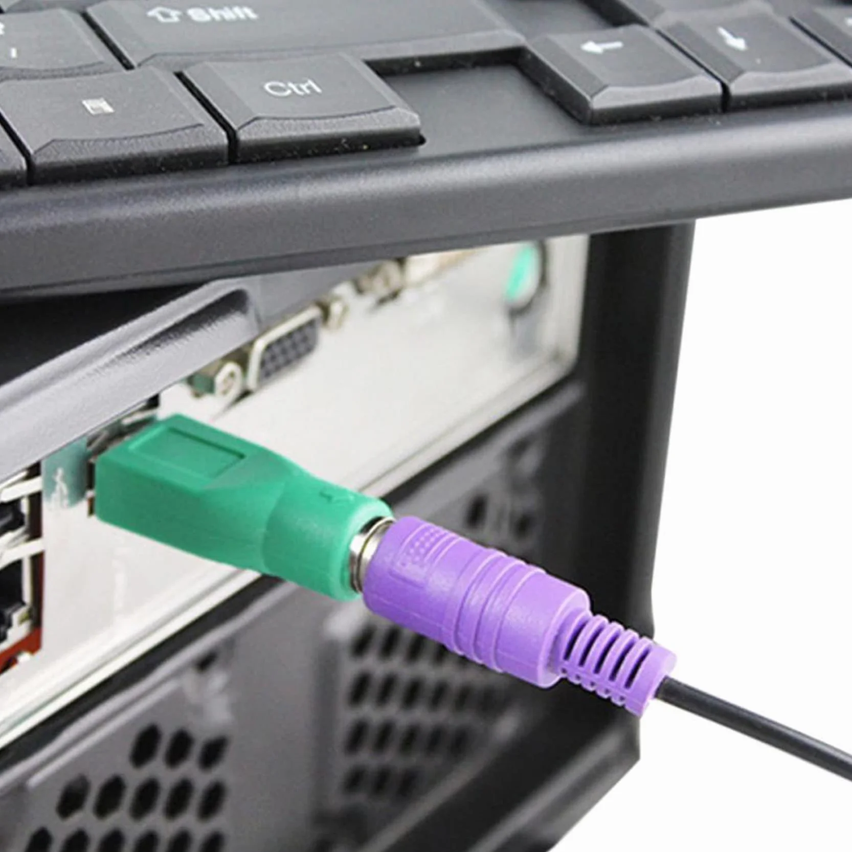 Lot de 2 Adaptateurs PS/2 USB Mâle vers PS/2 Femelle pour Clavier Souris PC (Vert)