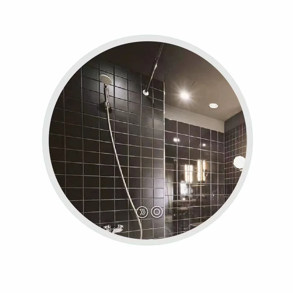 Panana Miroir de salle de bain rond étanche LED éclairé avec fonction anti-buée/désembuage/lumière dégradée - Monté au mur - Capteur - Anti-buée (rond 70 cm * 70 cm)